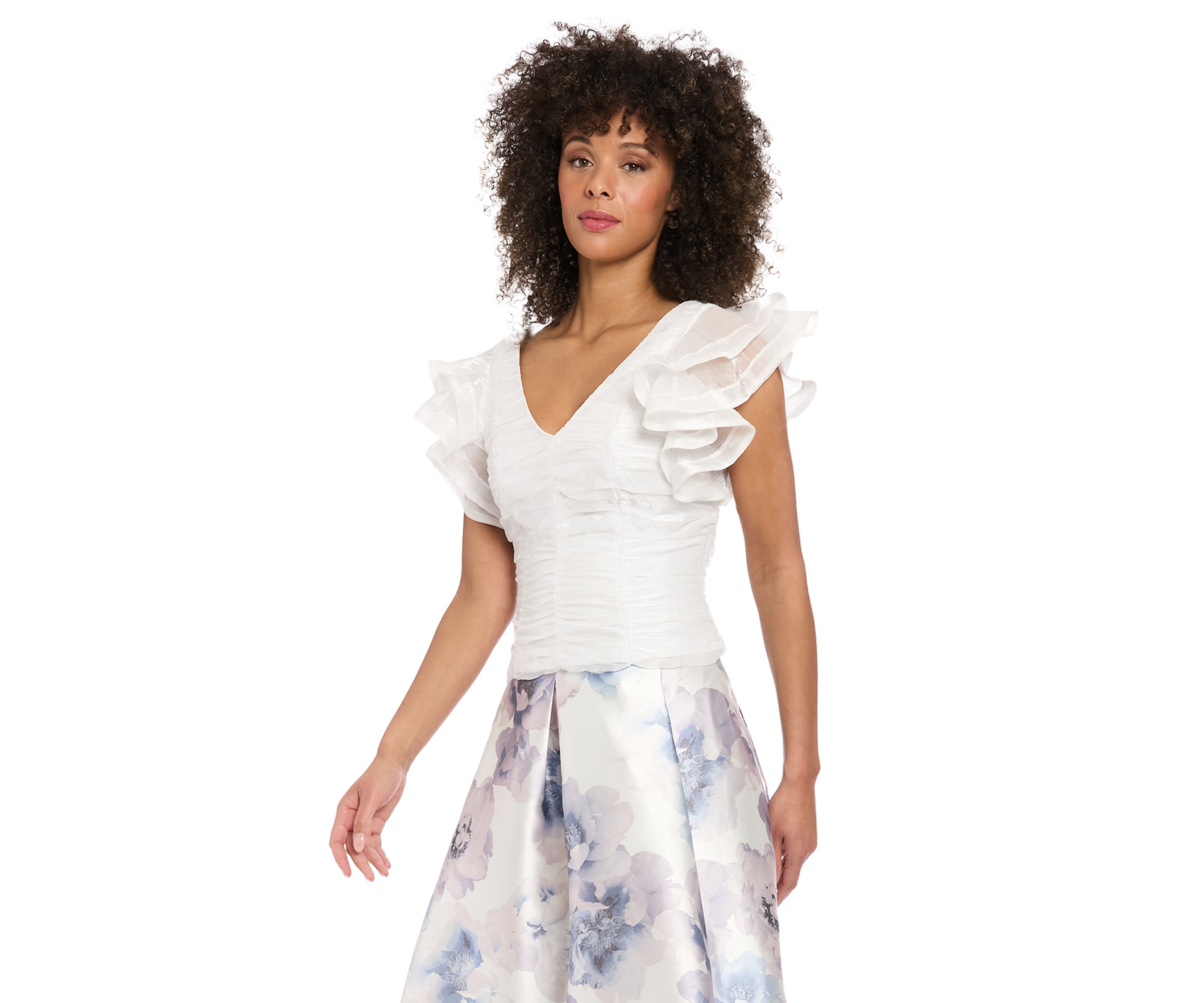 Womens Sleeveless V-Neck Floral Print Top 