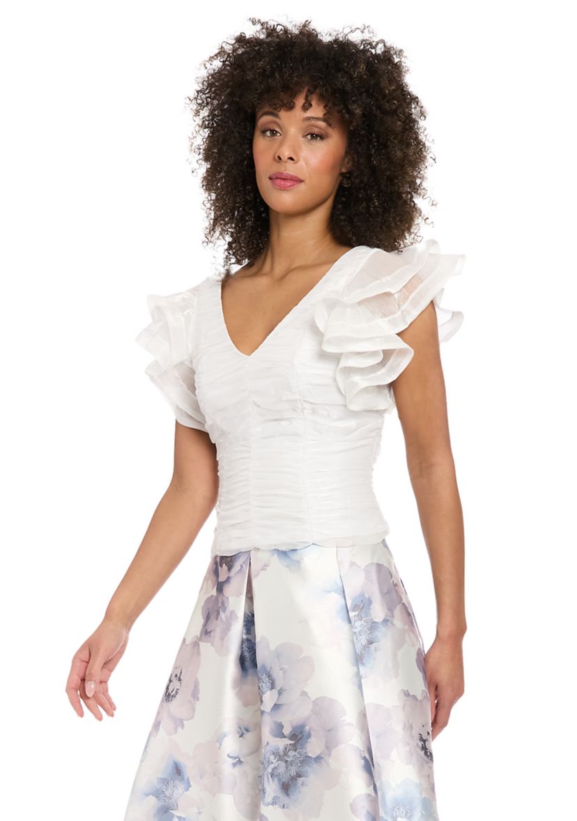 Womens Sleeveless V-Neck Floral Print Top 