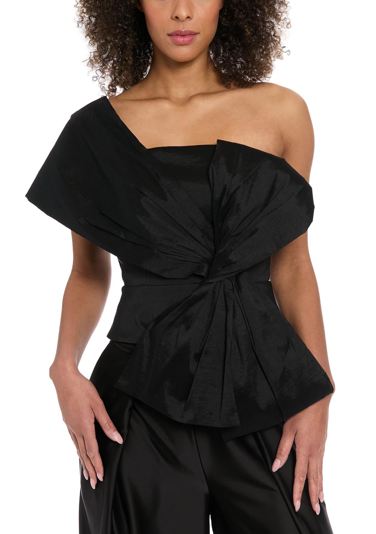 Womens Sleeveless Asymmetrical Solid Bow Top