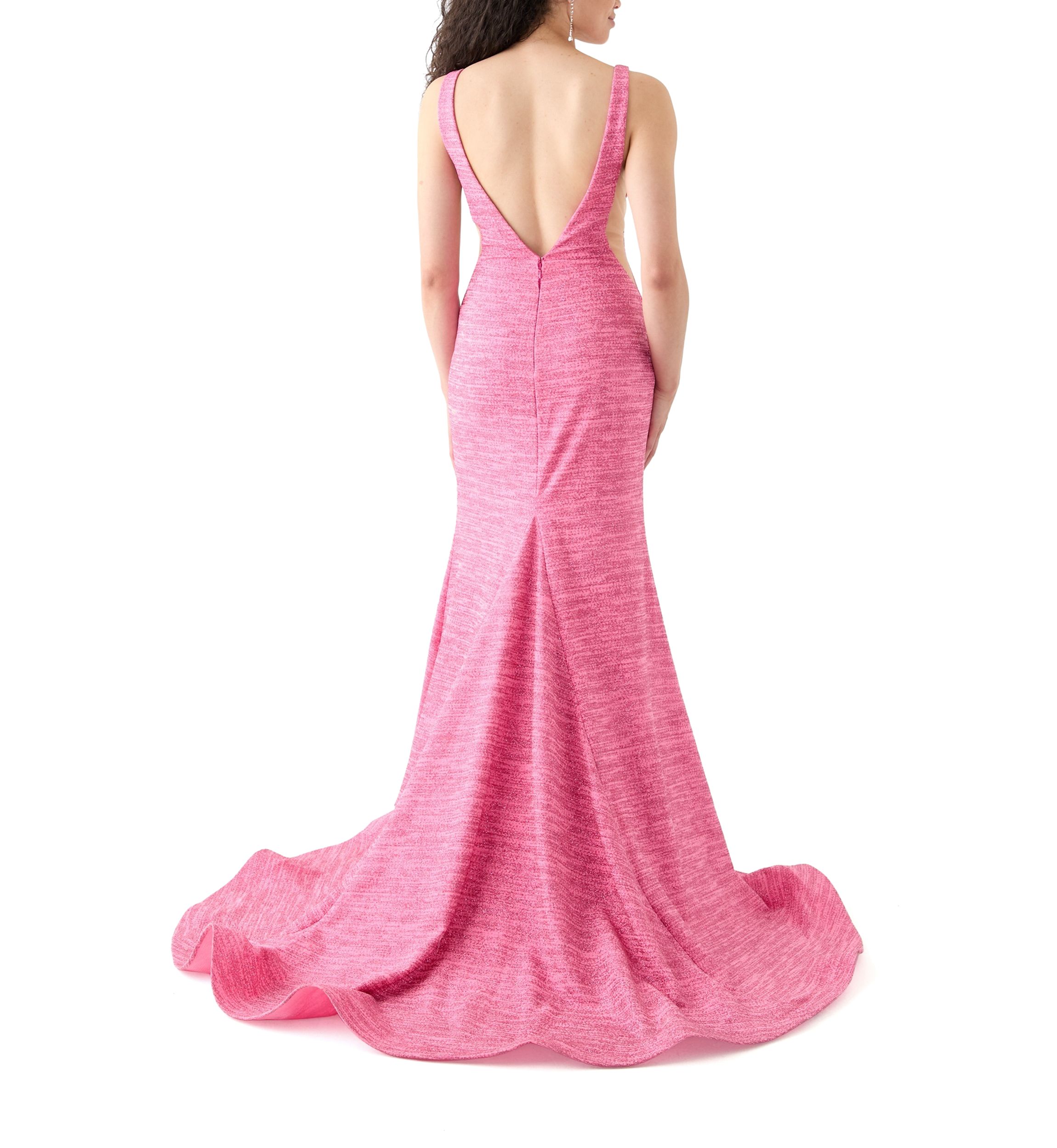 Womens Scoop Neck Slit Gown