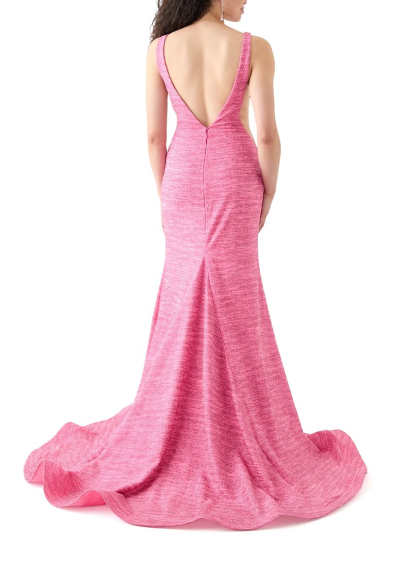 Womens Scoop Neck Slit Gown