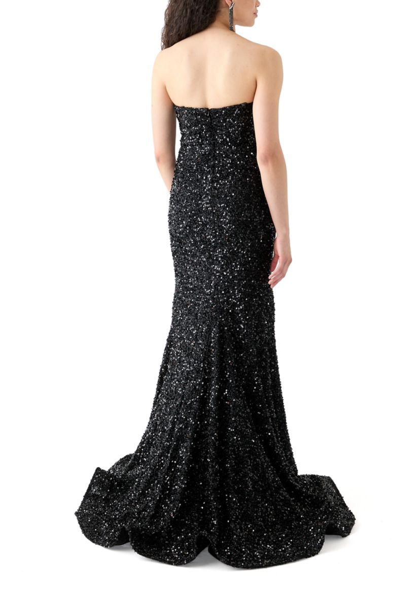 Womens Sweetheart Shimmer Sequin Gown