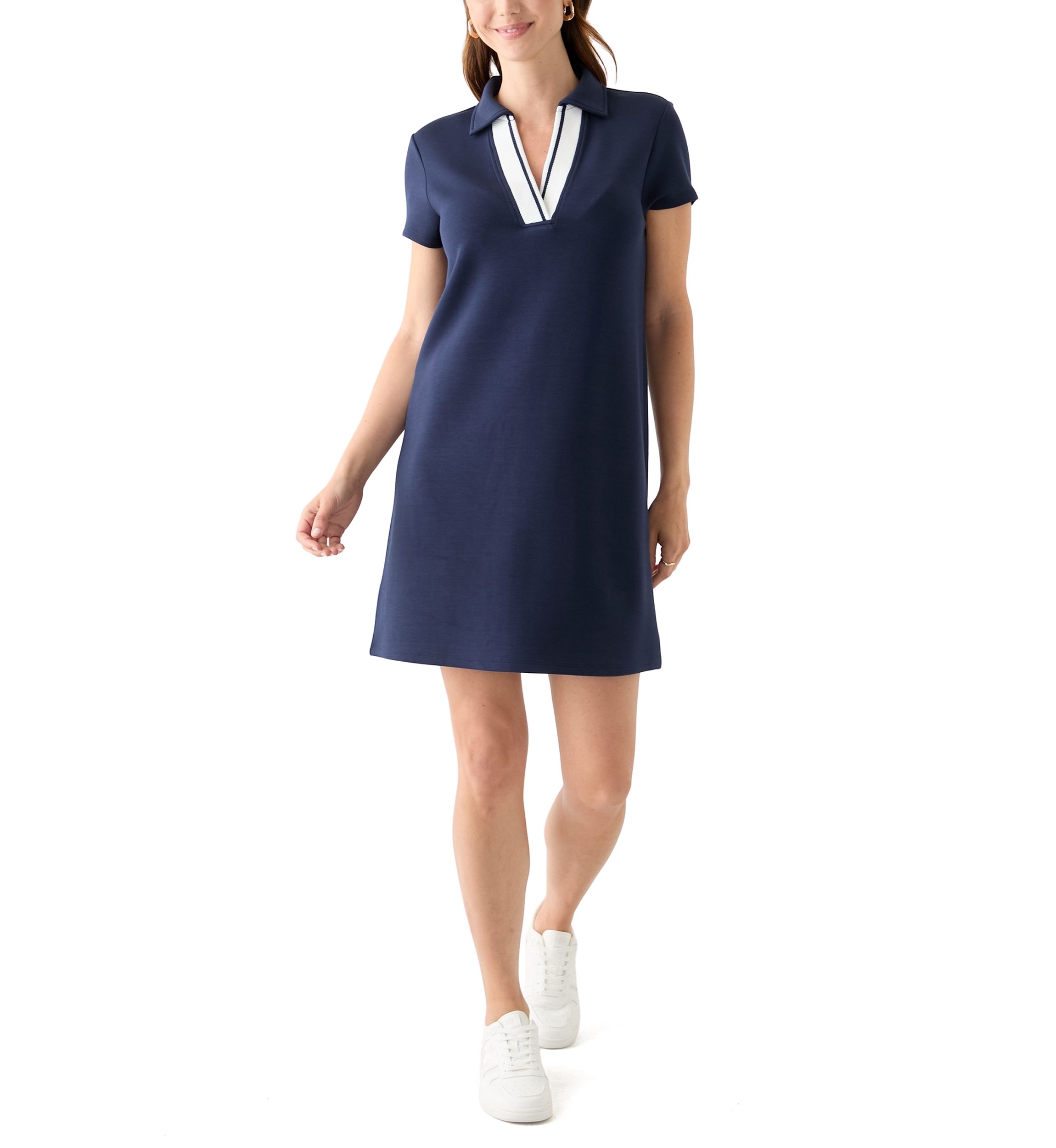 Womens Short Sleeve Collar Mini Dress