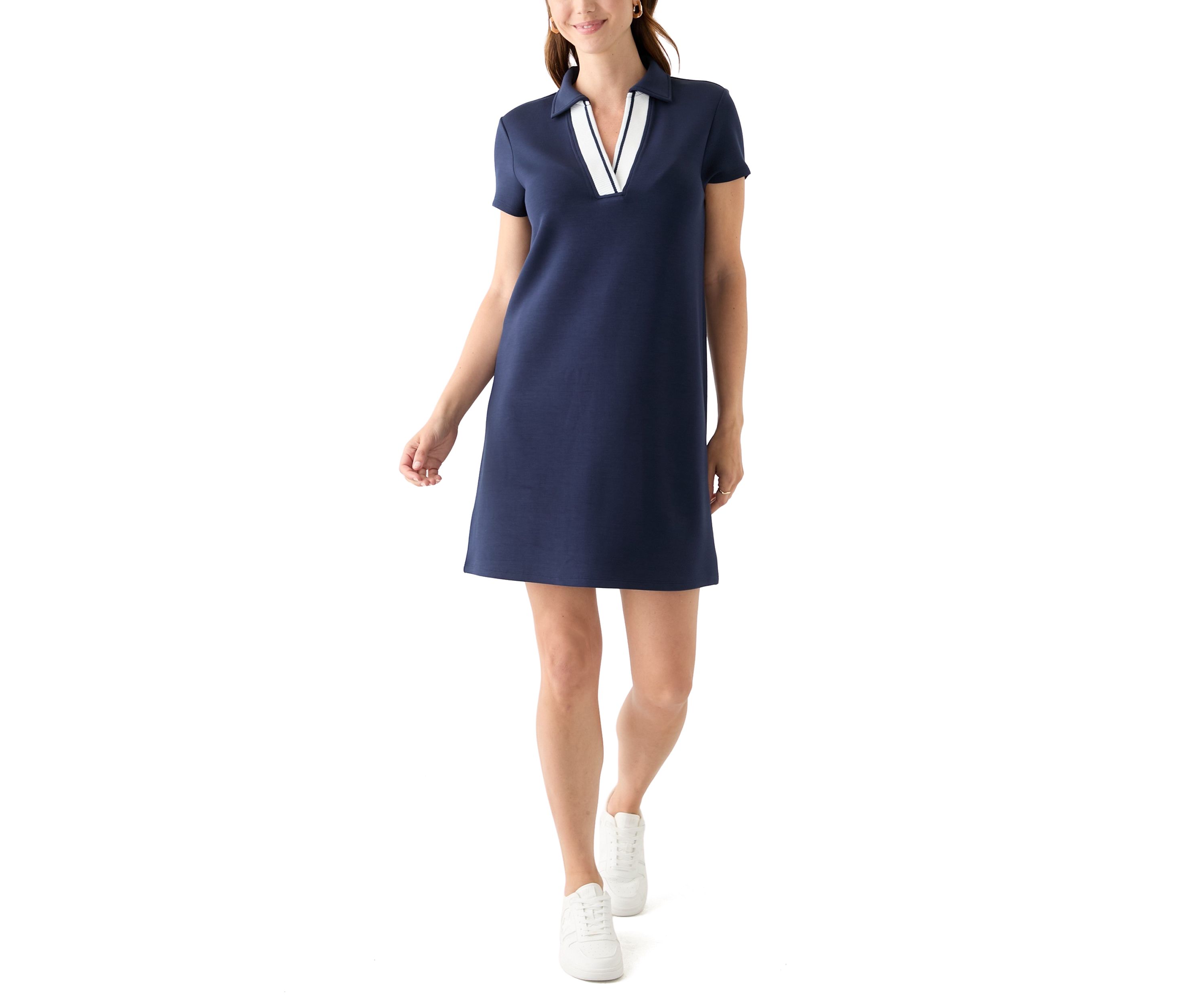 Womens Short Sleeve Collar Mini Dress