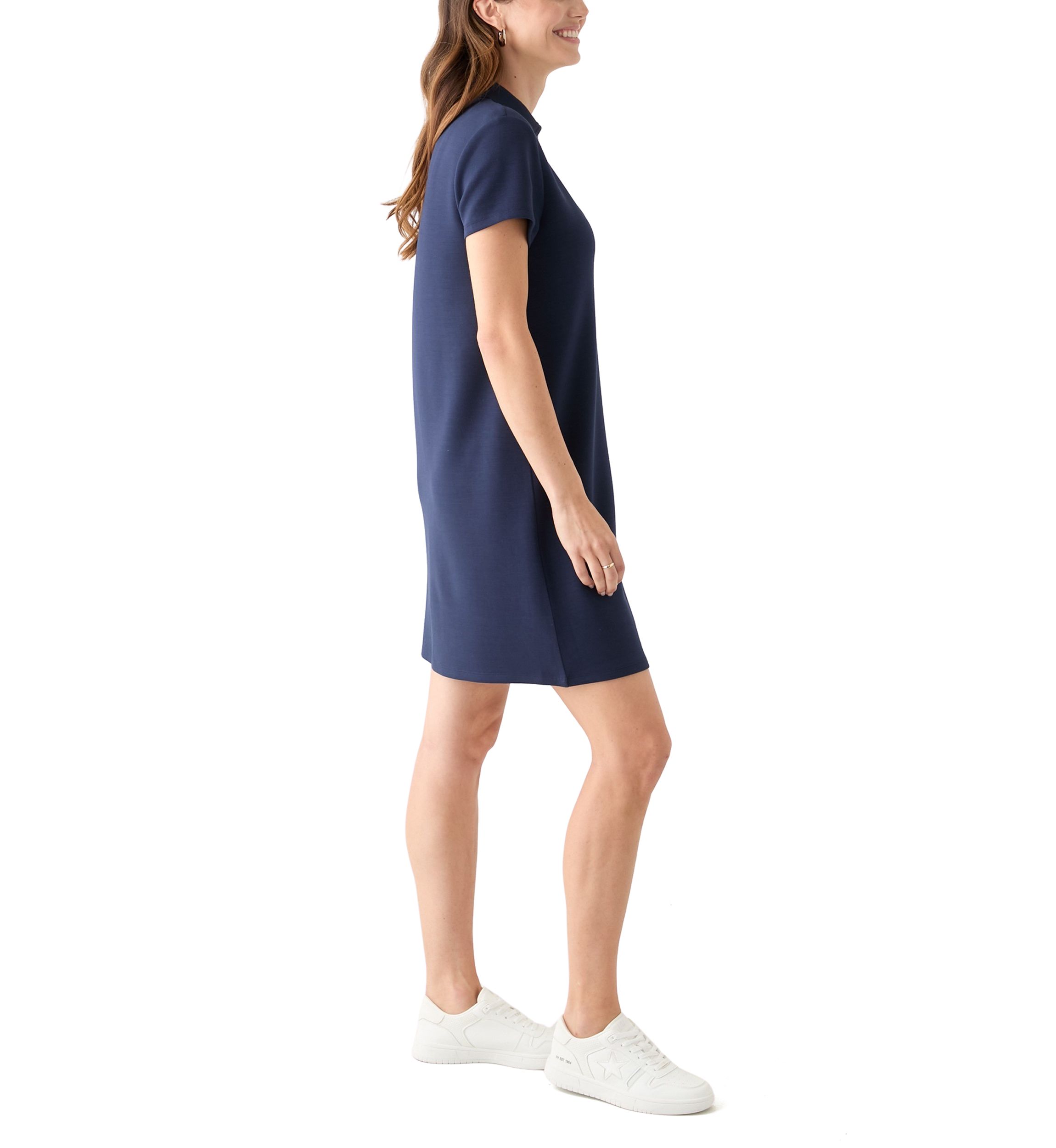 Womens Short Sleeve Collar Mini Dress