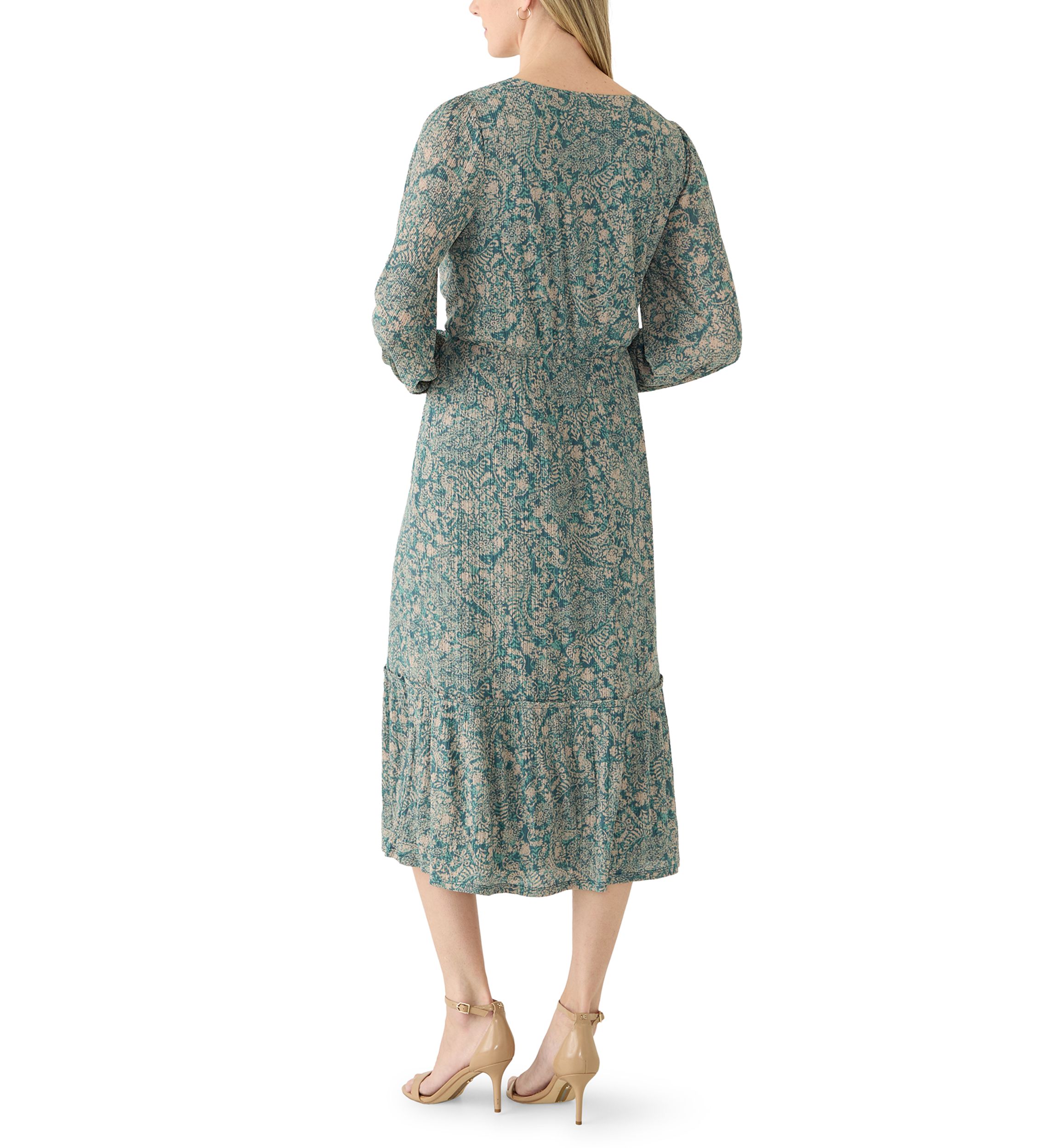 belk sage green dress Emma & Michelle Women's 3/4 Sleeve Collar Neck Solid A-Line Dress, Sage, Large