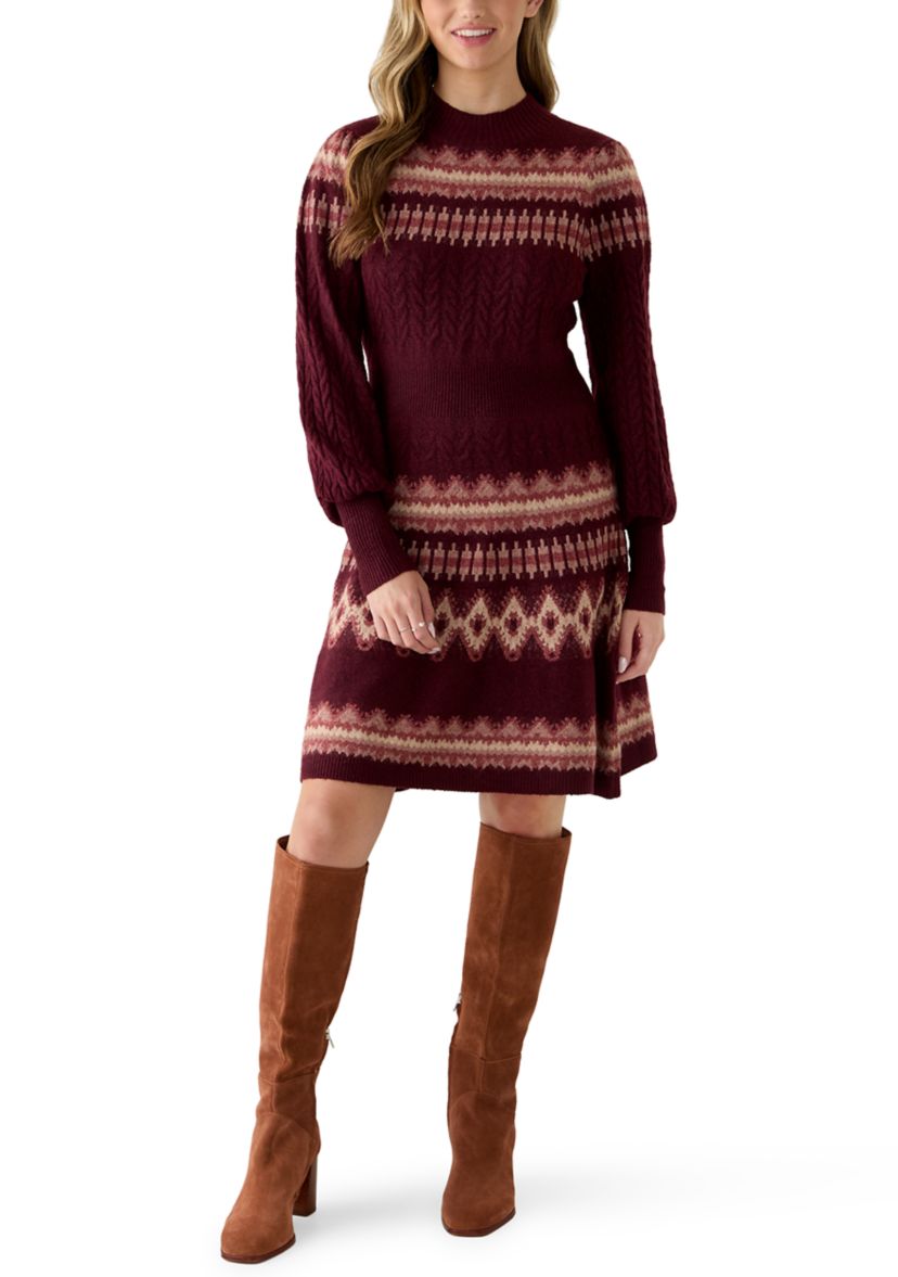Lucky Brand Women's Mock Neck Printed Sweater Dress | Belk