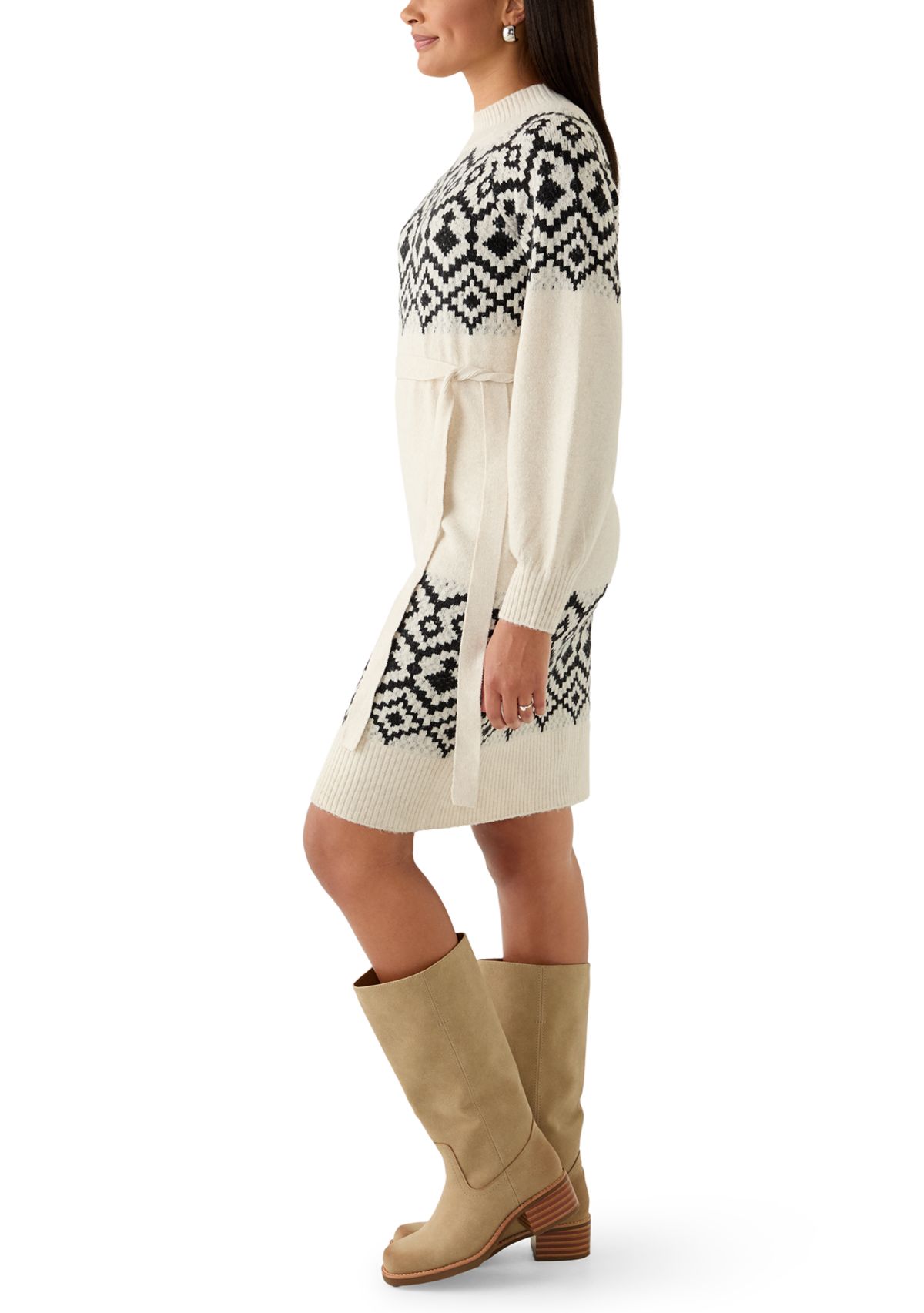 Midi Sweater Dress with Tie Waist