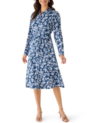 Lucky Brand Women's Long Sleeve Shirt Maxi Dress, Navy Blue, Small