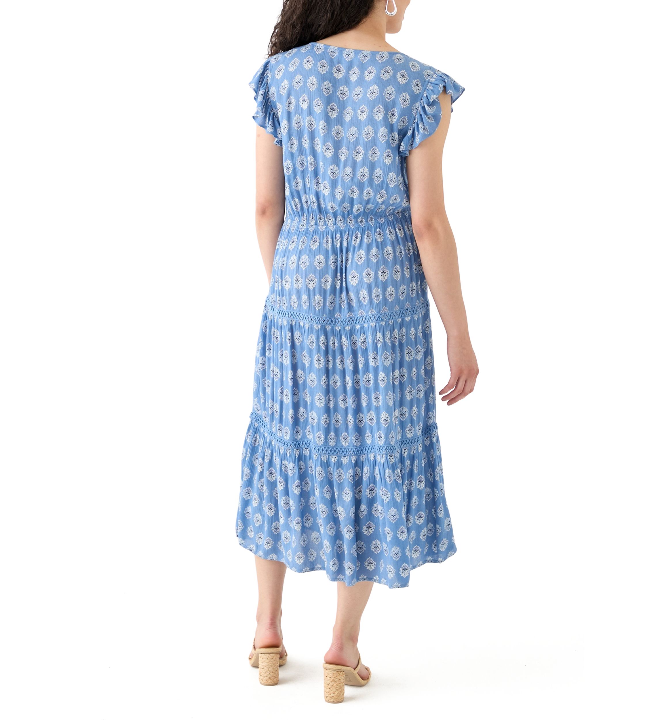 Womens Ruffle Tiered Midi Dress 