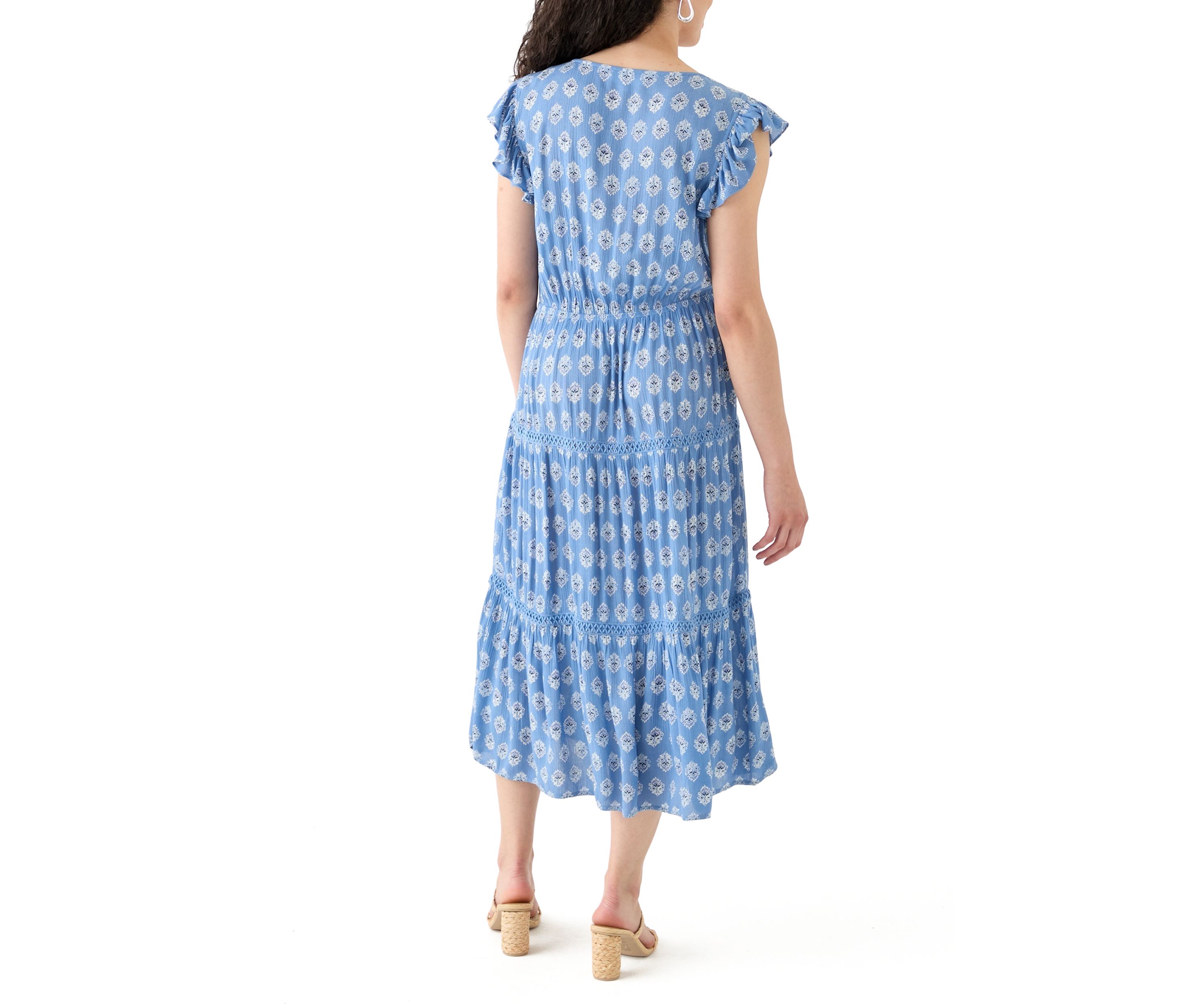 Womens Ruffle Tiered Midi Dress 