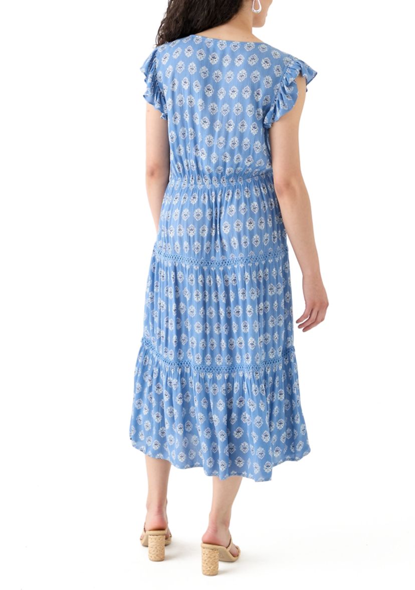 Womens Ruffle Tiered Midi Dress 