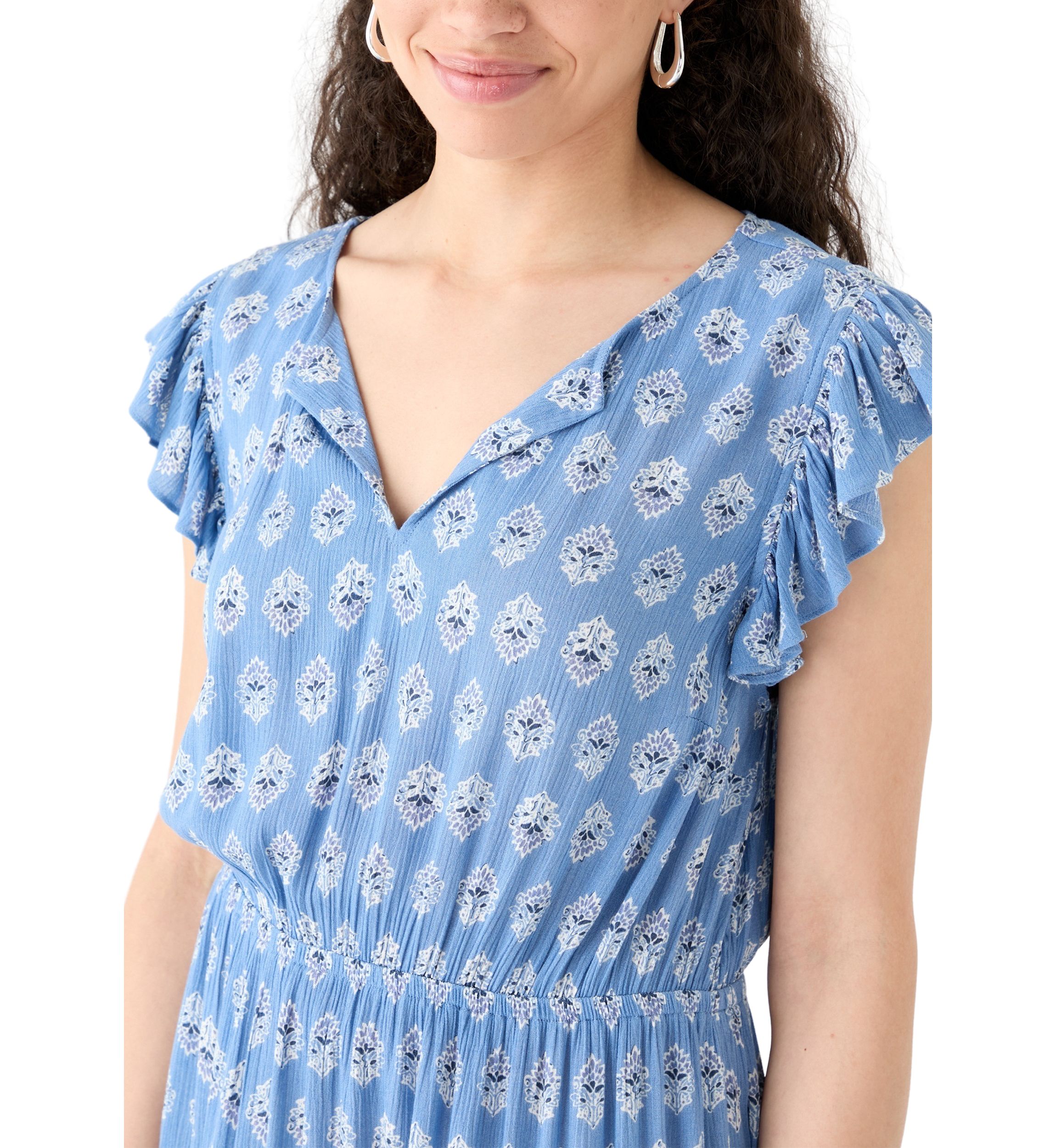 Womens Ruffle Tiered Midi Dress 