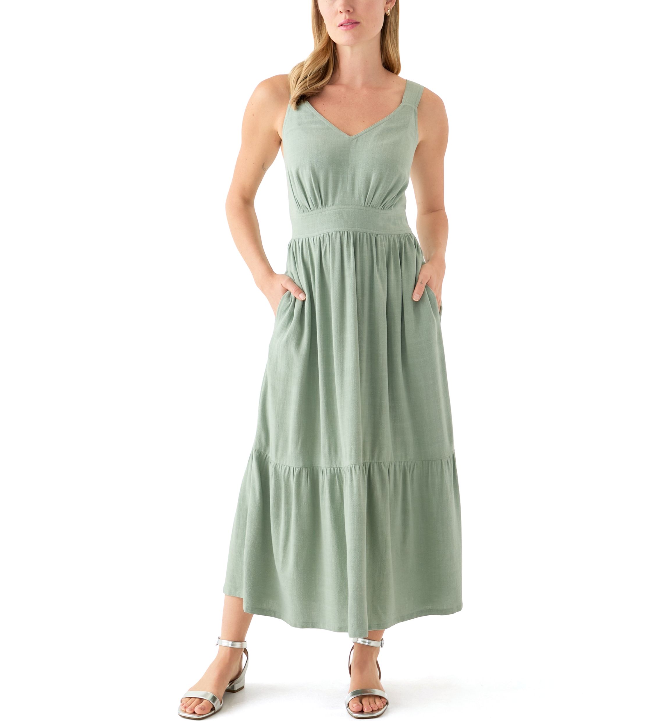 Womens Ruffle Hem Midi Dress
