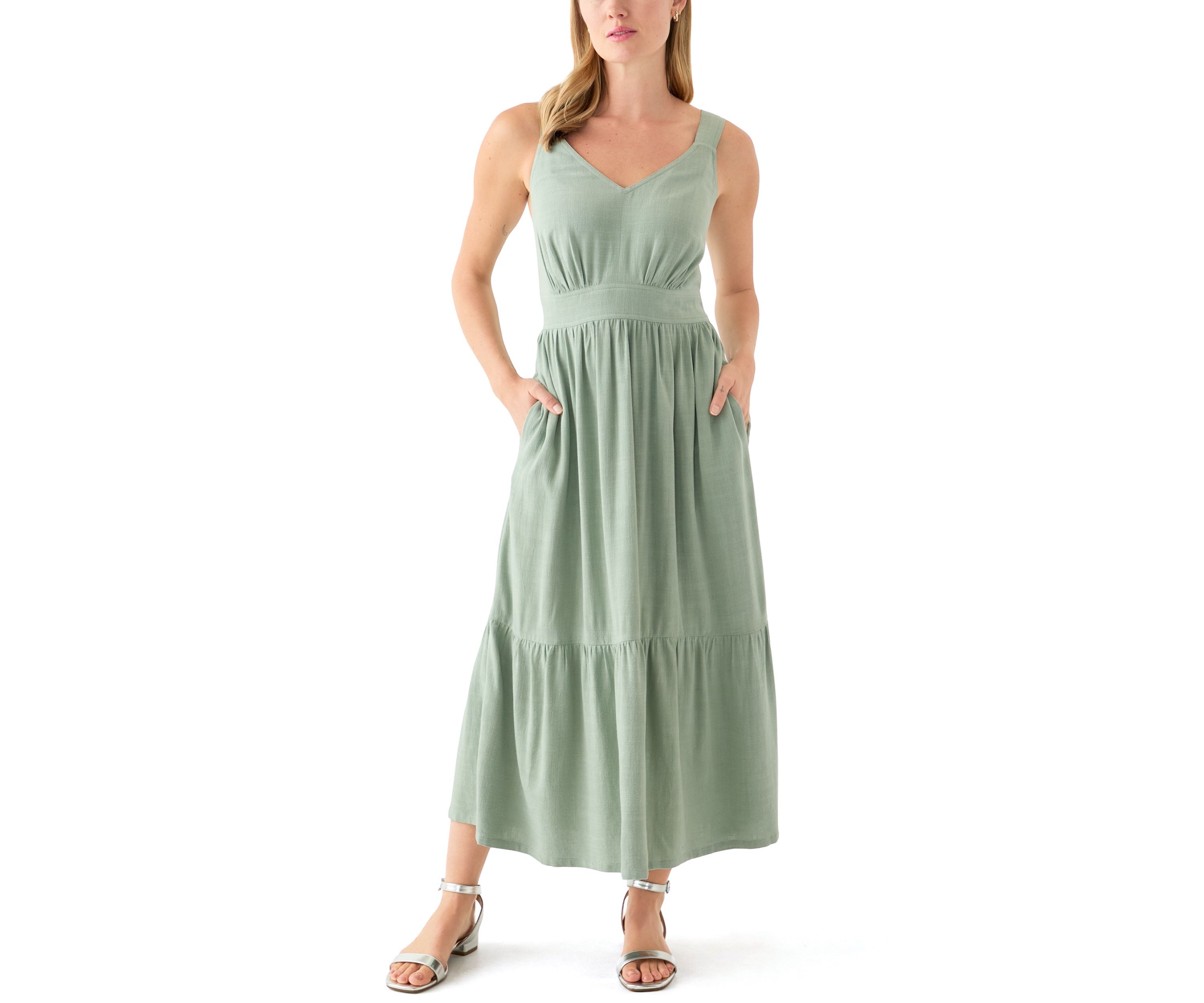 Womens Ruffle Hem Midi Dress