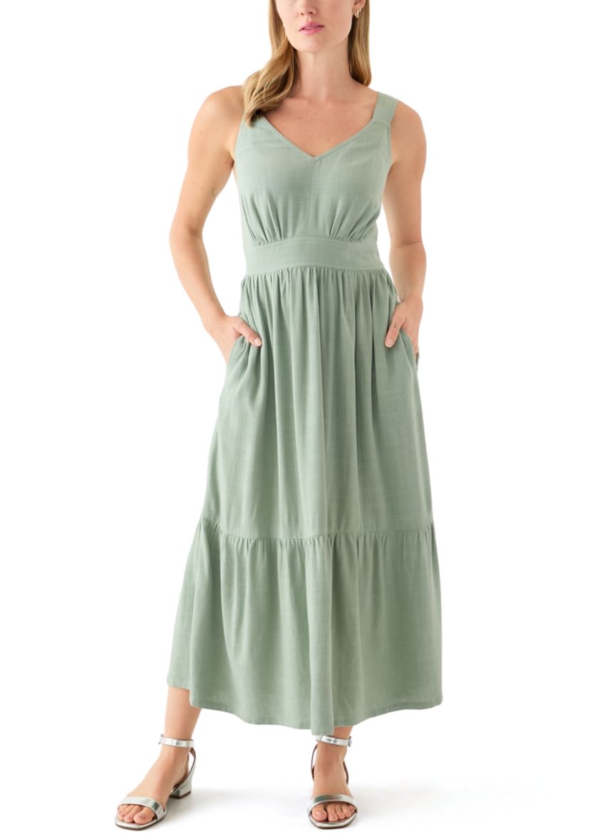 Womens Ruffle Hem Midi Dress