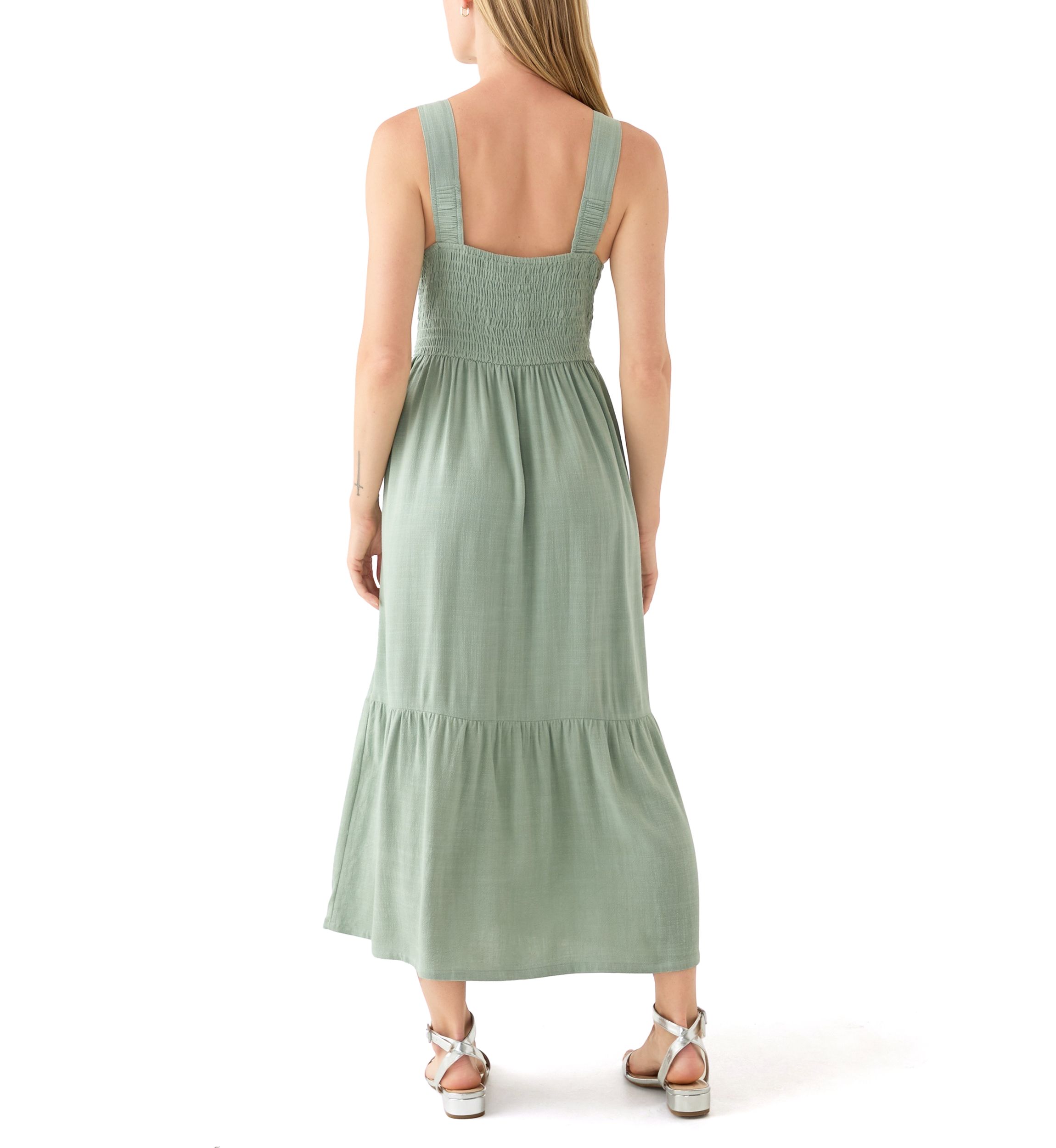 Womens Ruffle Hem Midi Dress