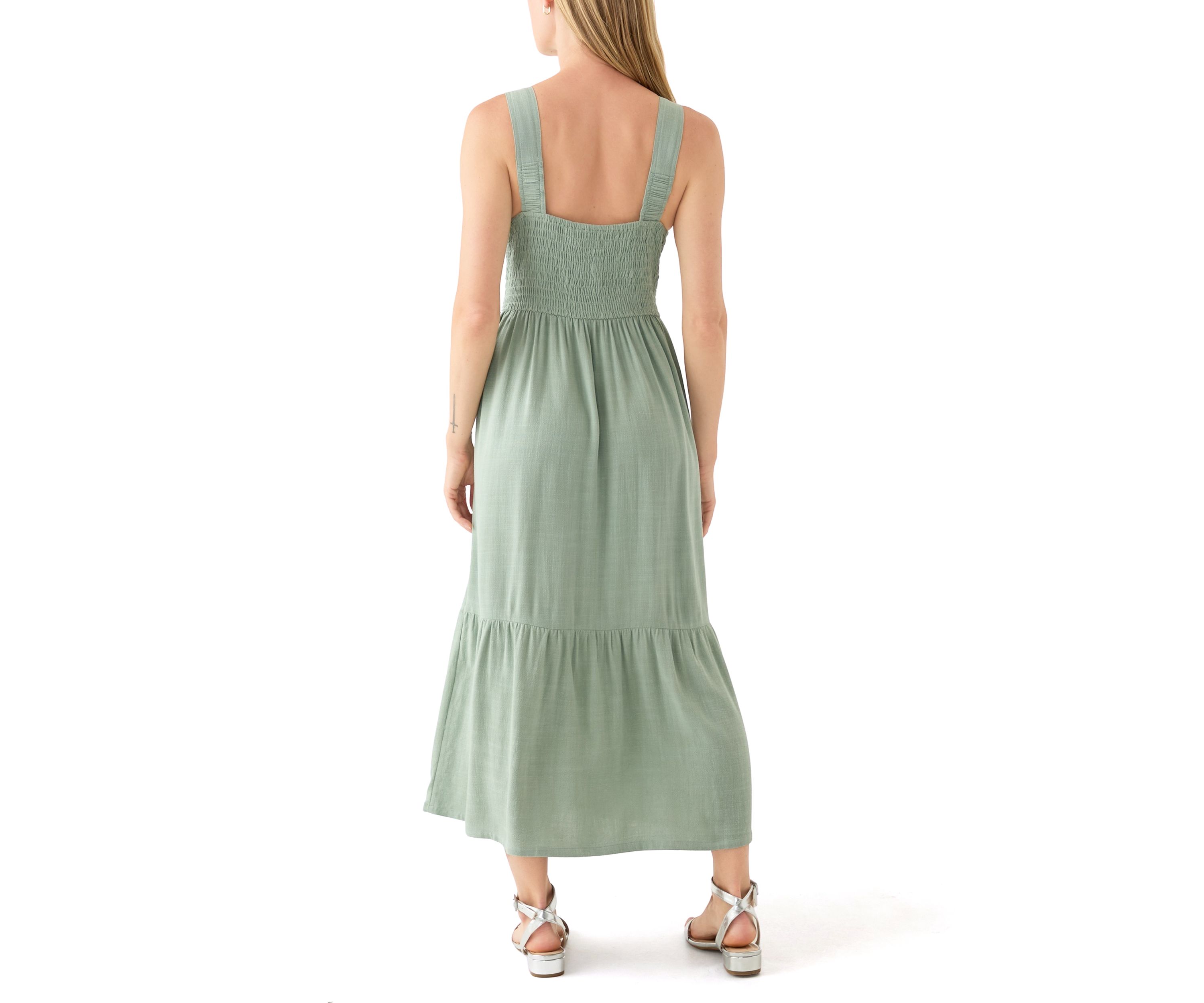 Womens Ruffle Hem Midi Dress