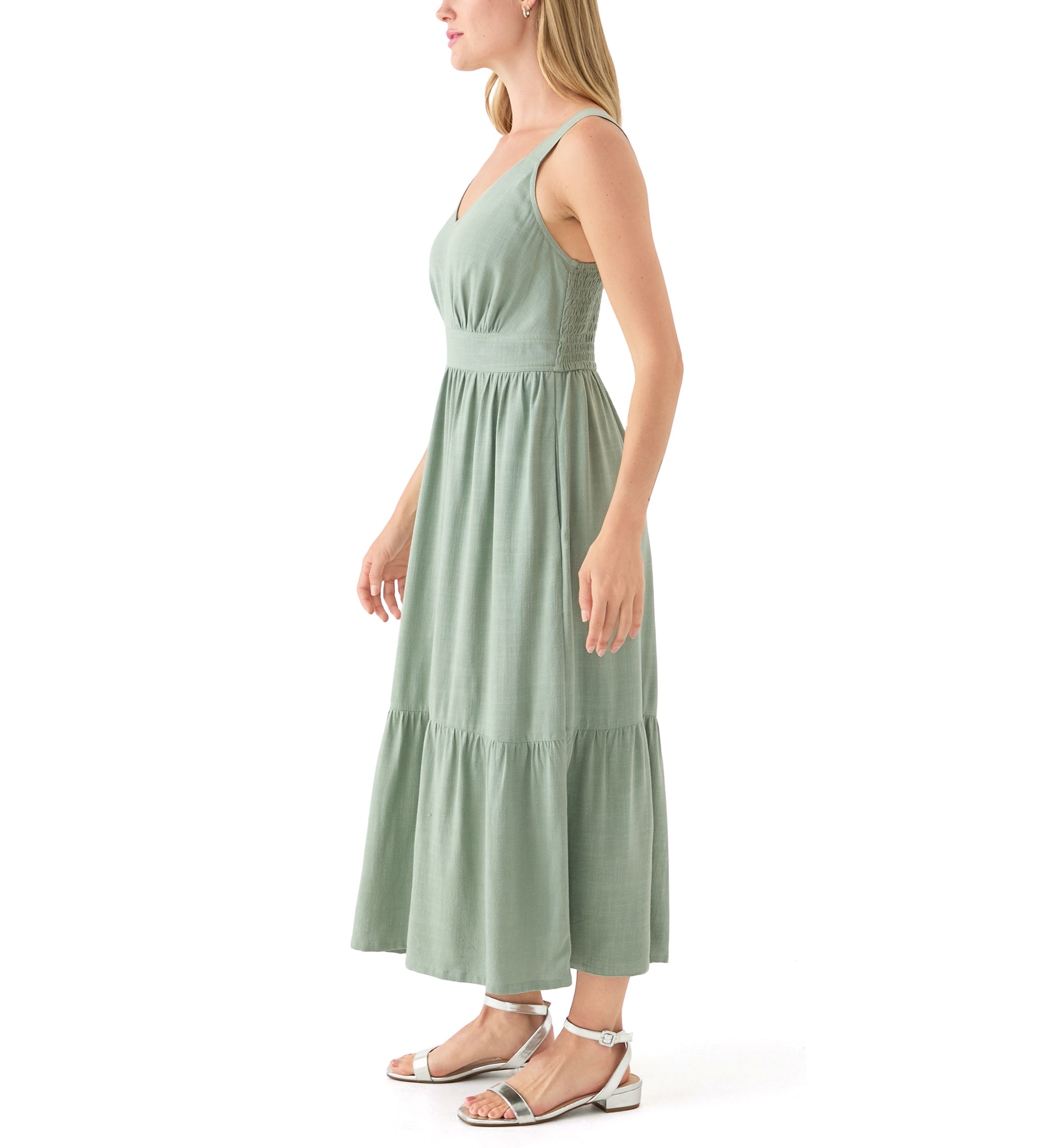 Womens Ruffle Hem Midi Dress