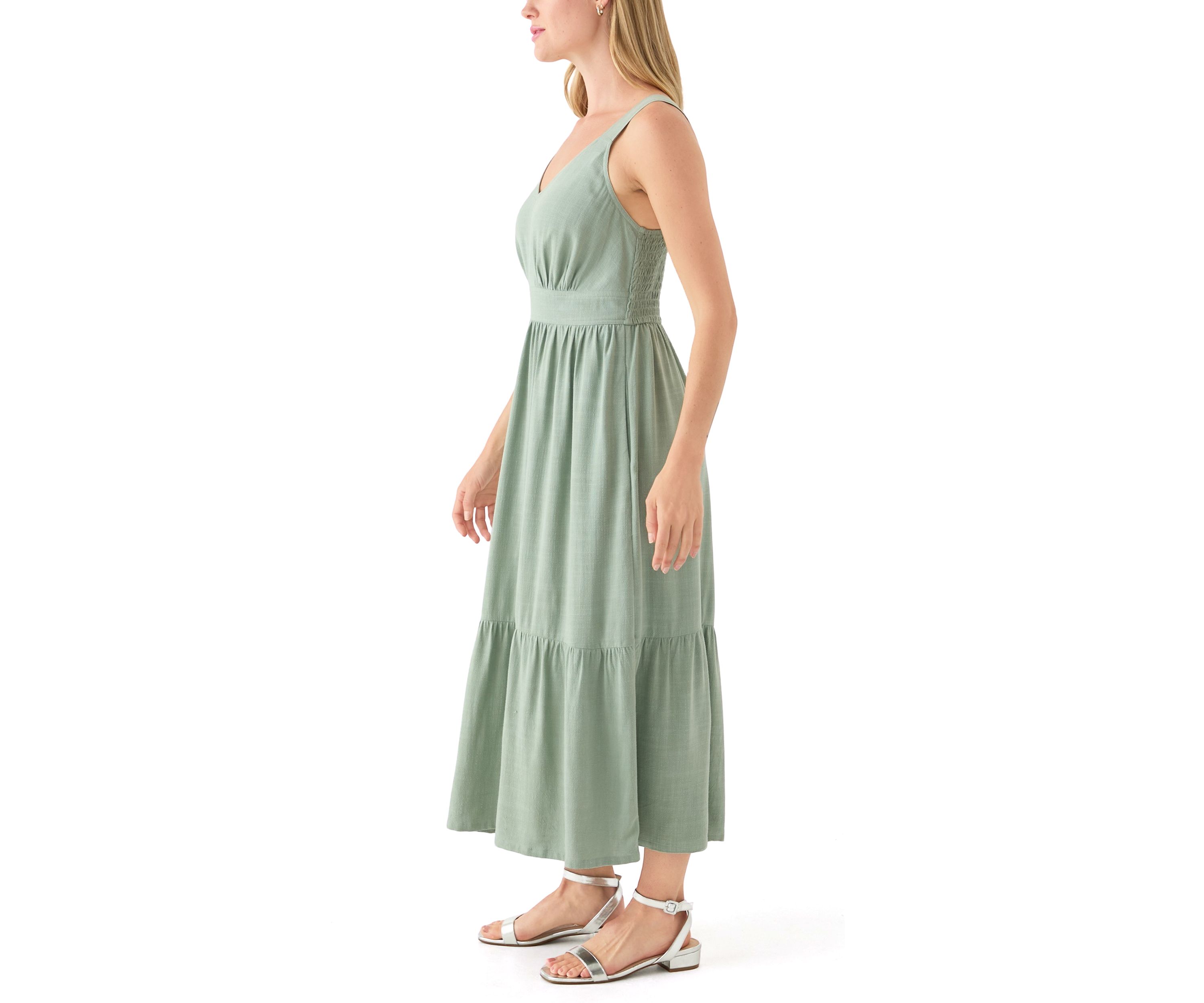 Womens Ruffle Hem Midi Dress