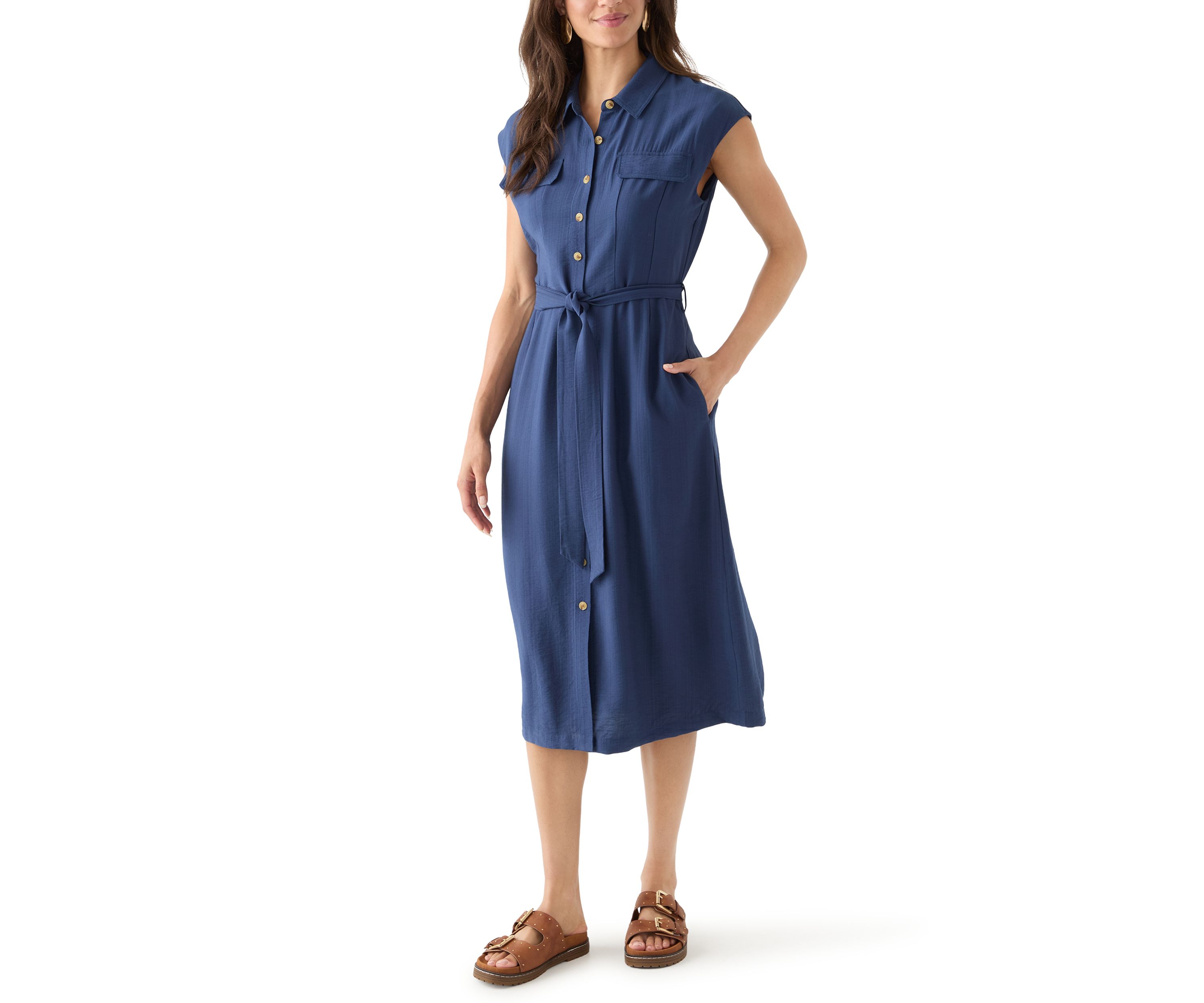 Womens Sleeveless Long Shirt Dress