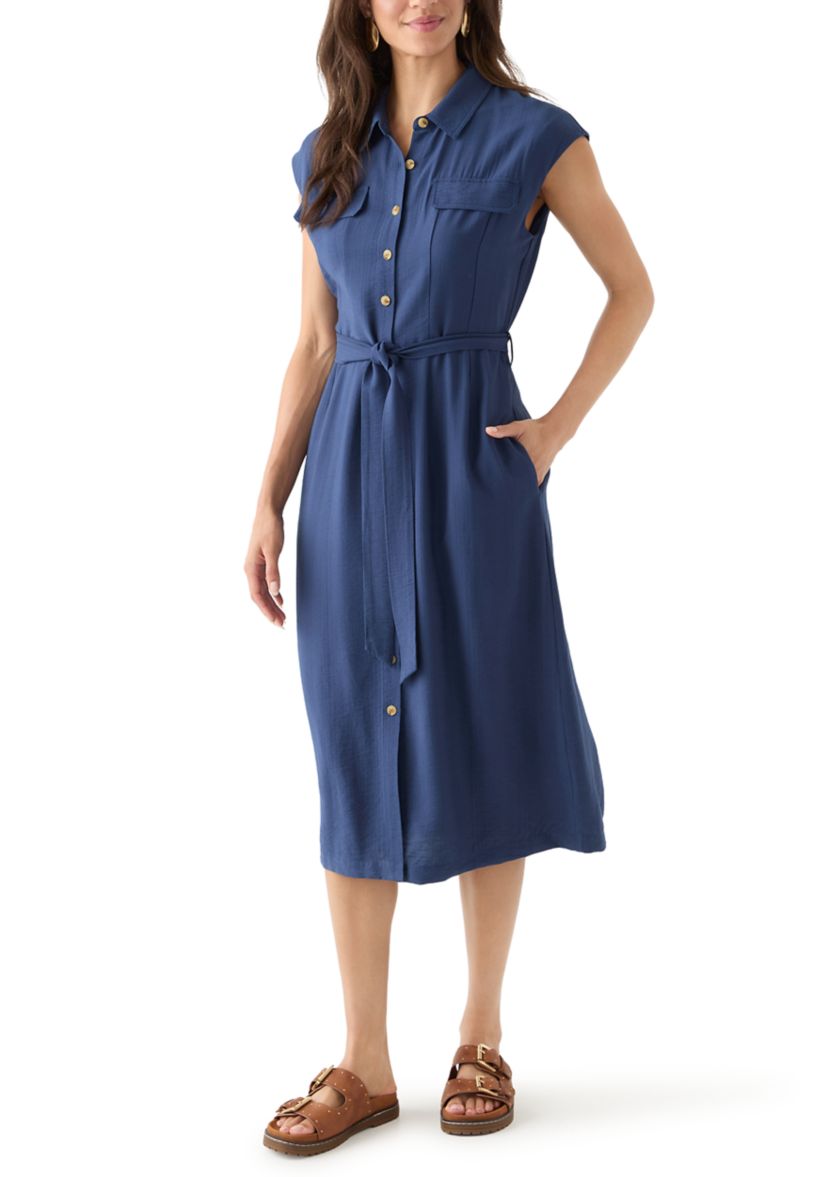 Womens Sleeveless Long Shirt Dress