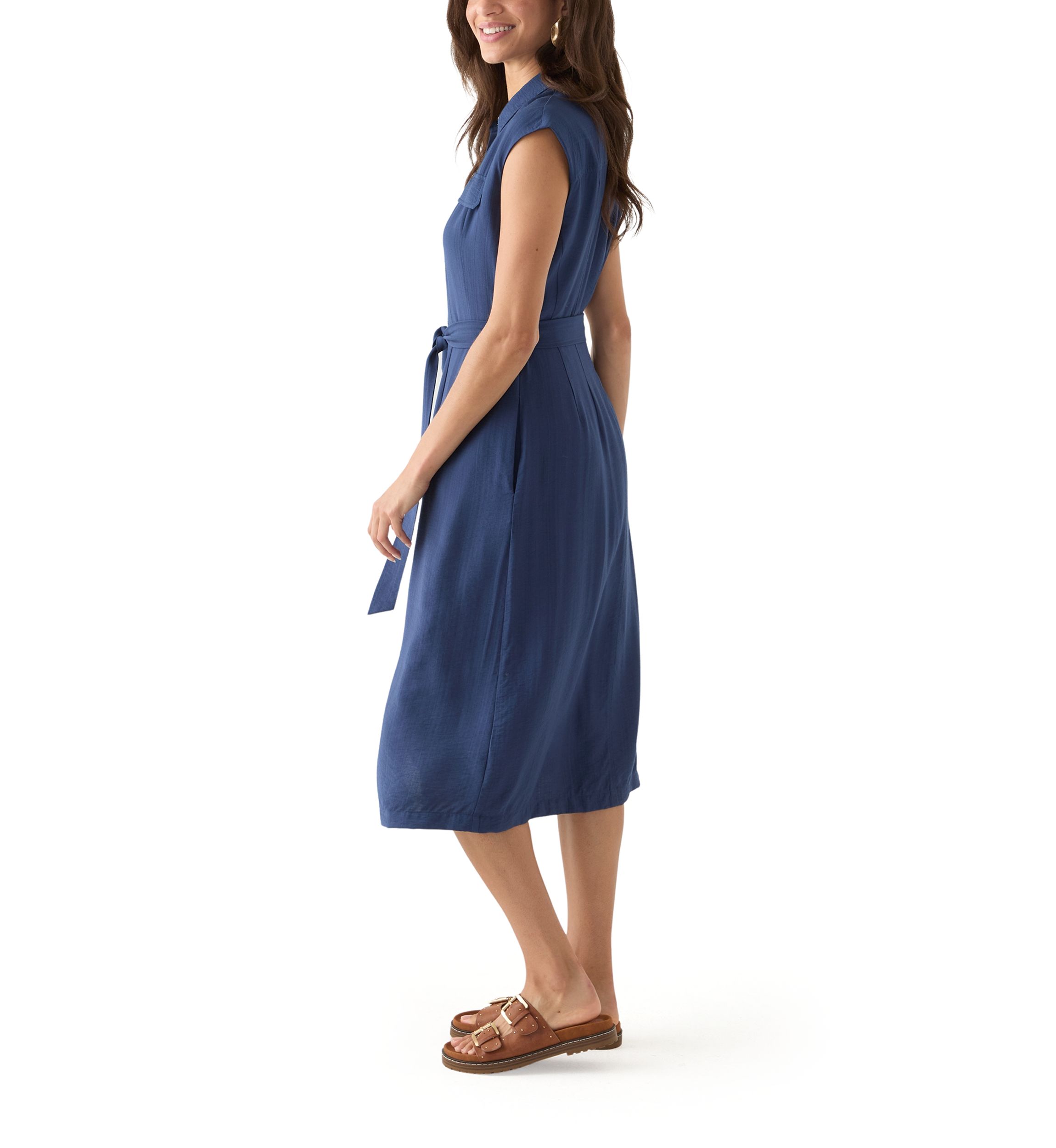 Womens Sleeveless Long Shirt Dress