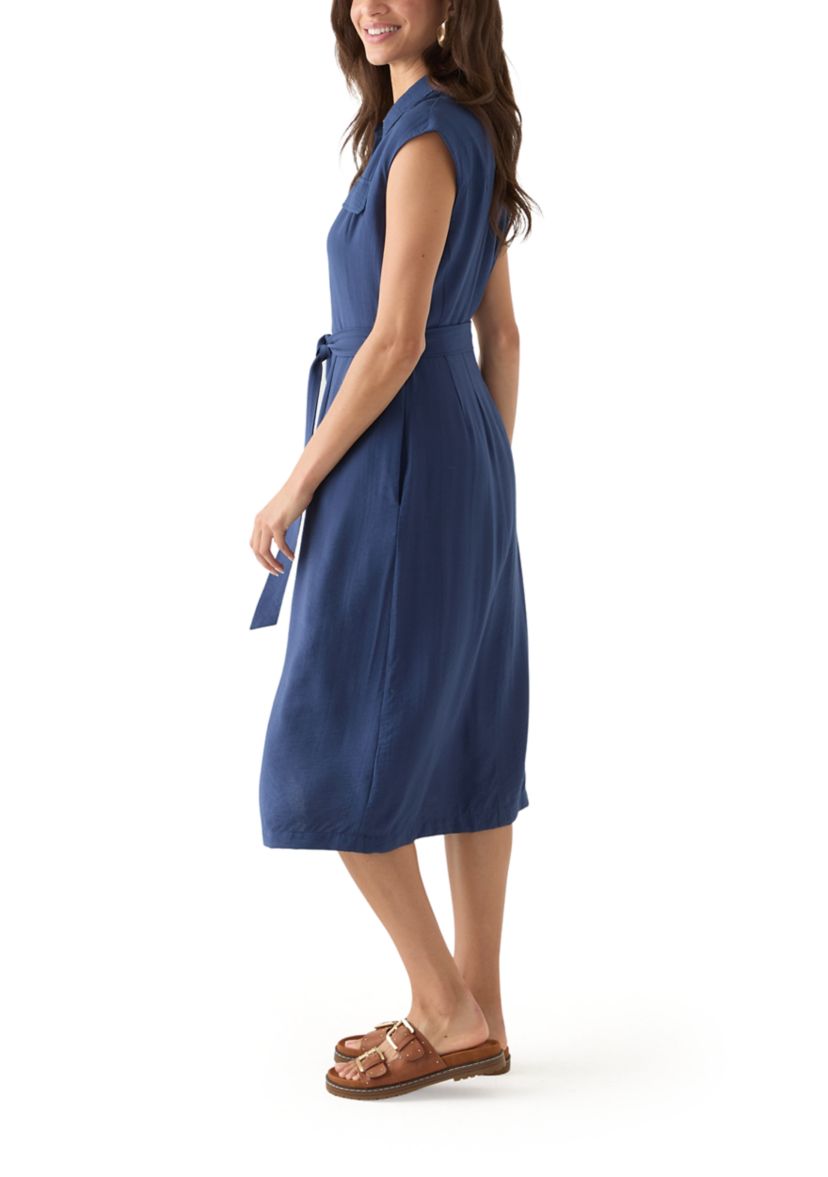 Womens Sleeveless Long Shirt Dress