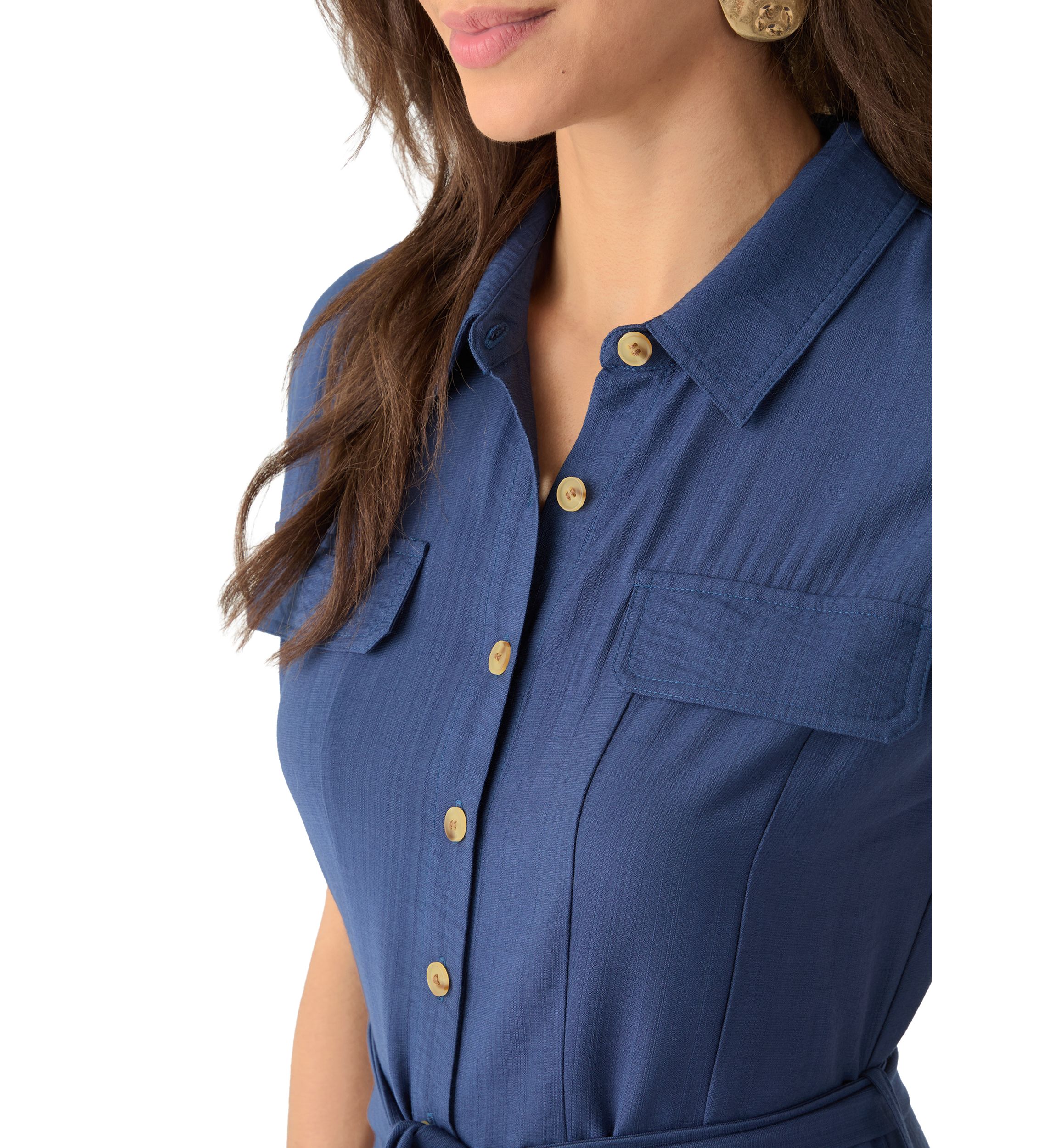 Womens Sleeveless Long Shirt Dress