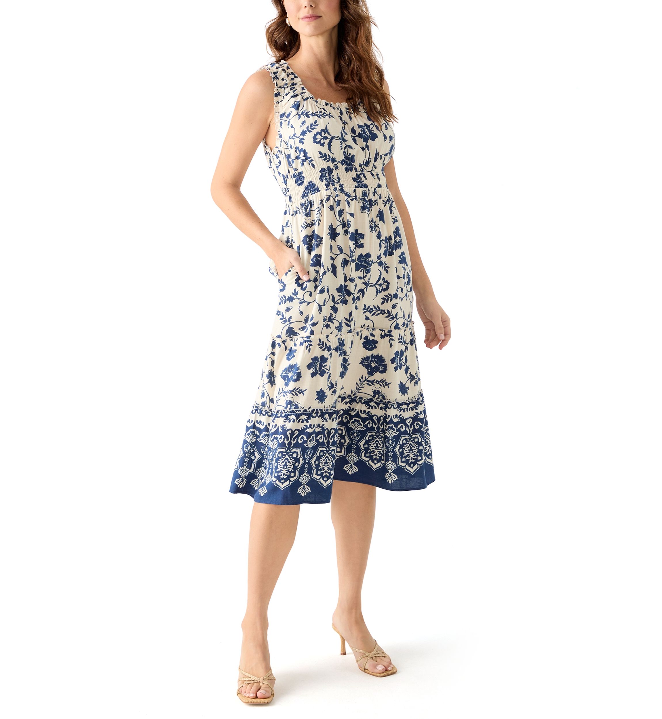 Double Scallop Midi Dress