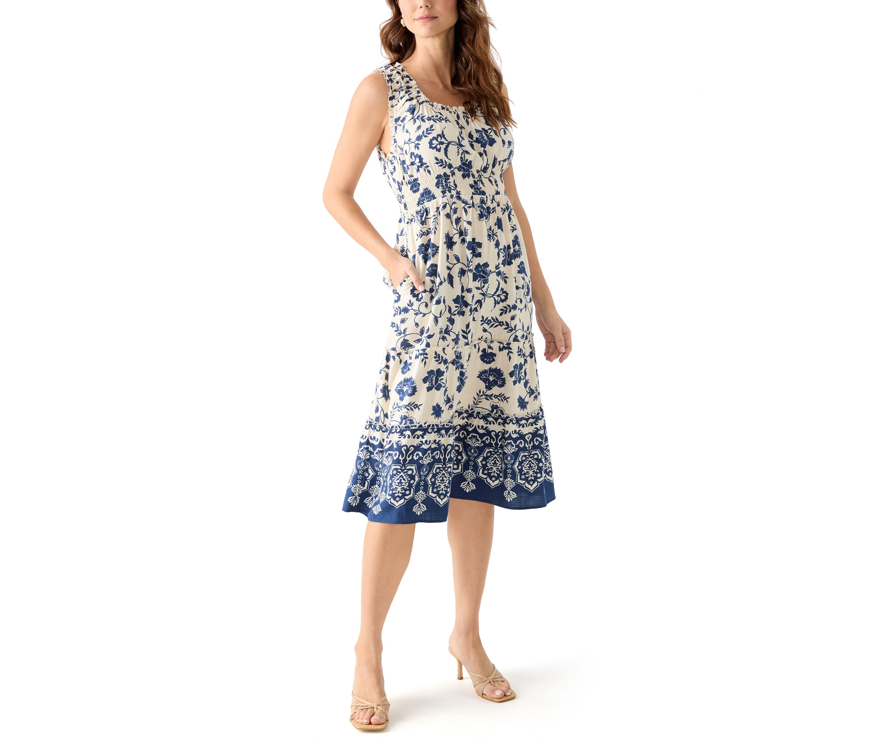 Double Scallop Midi Dress