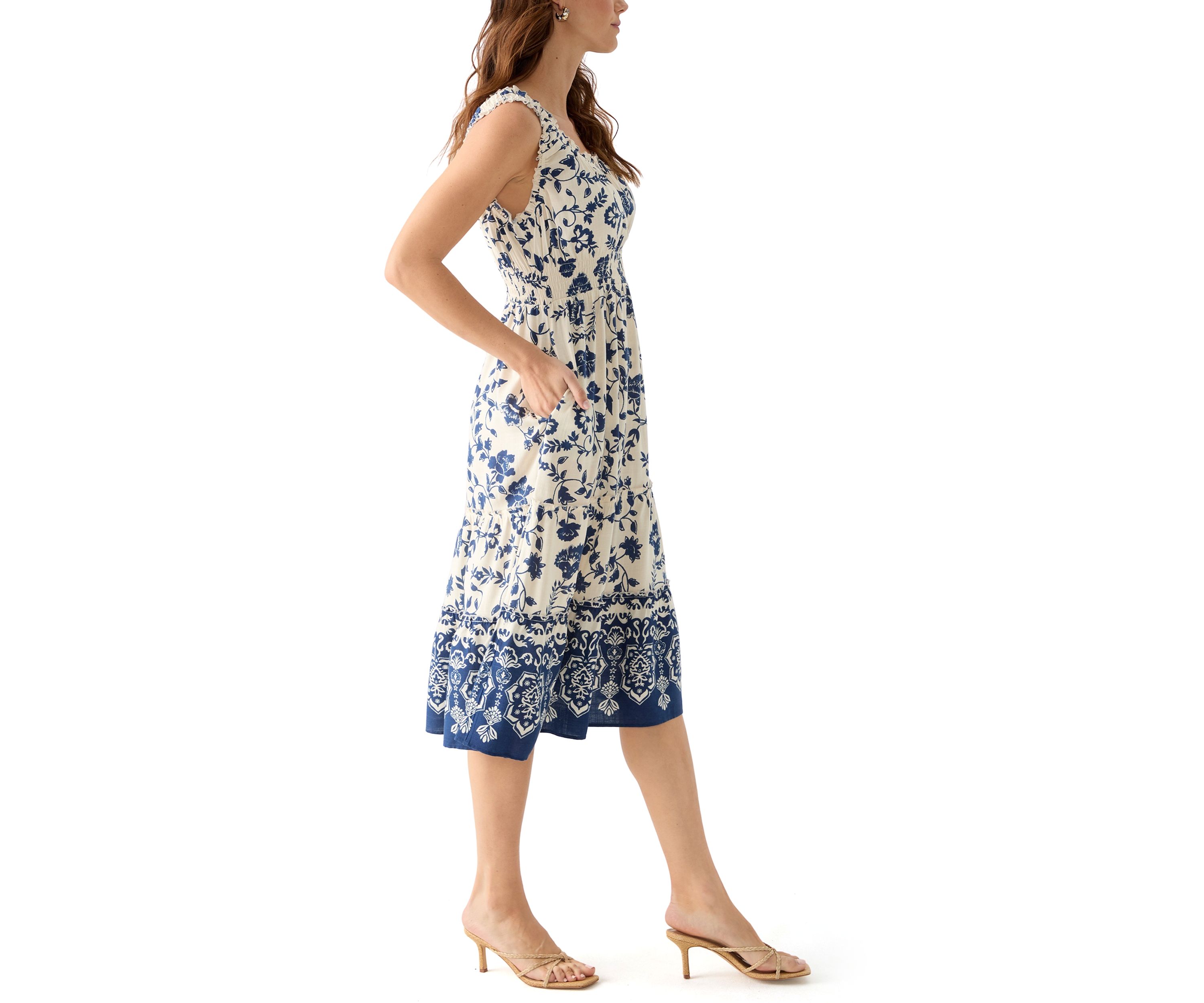 Double Scallop Midi Dress