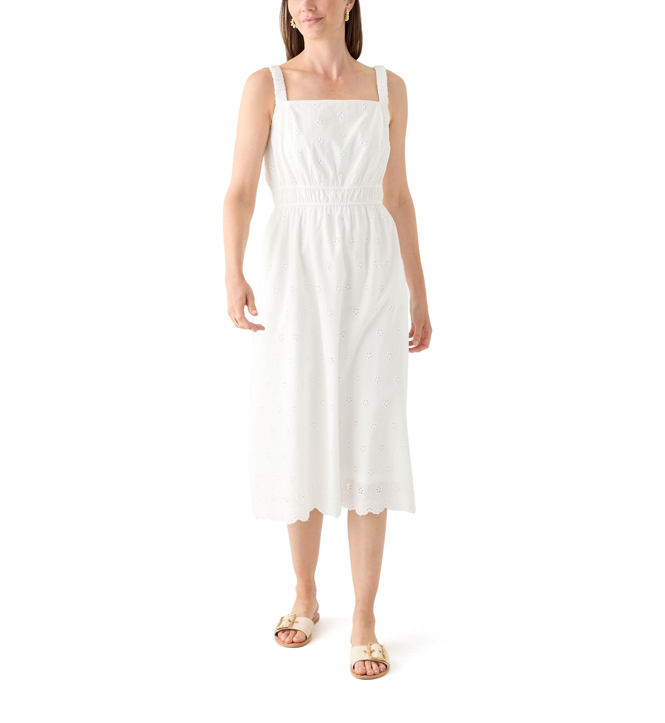 Cotton Eyelet Midi Dress
