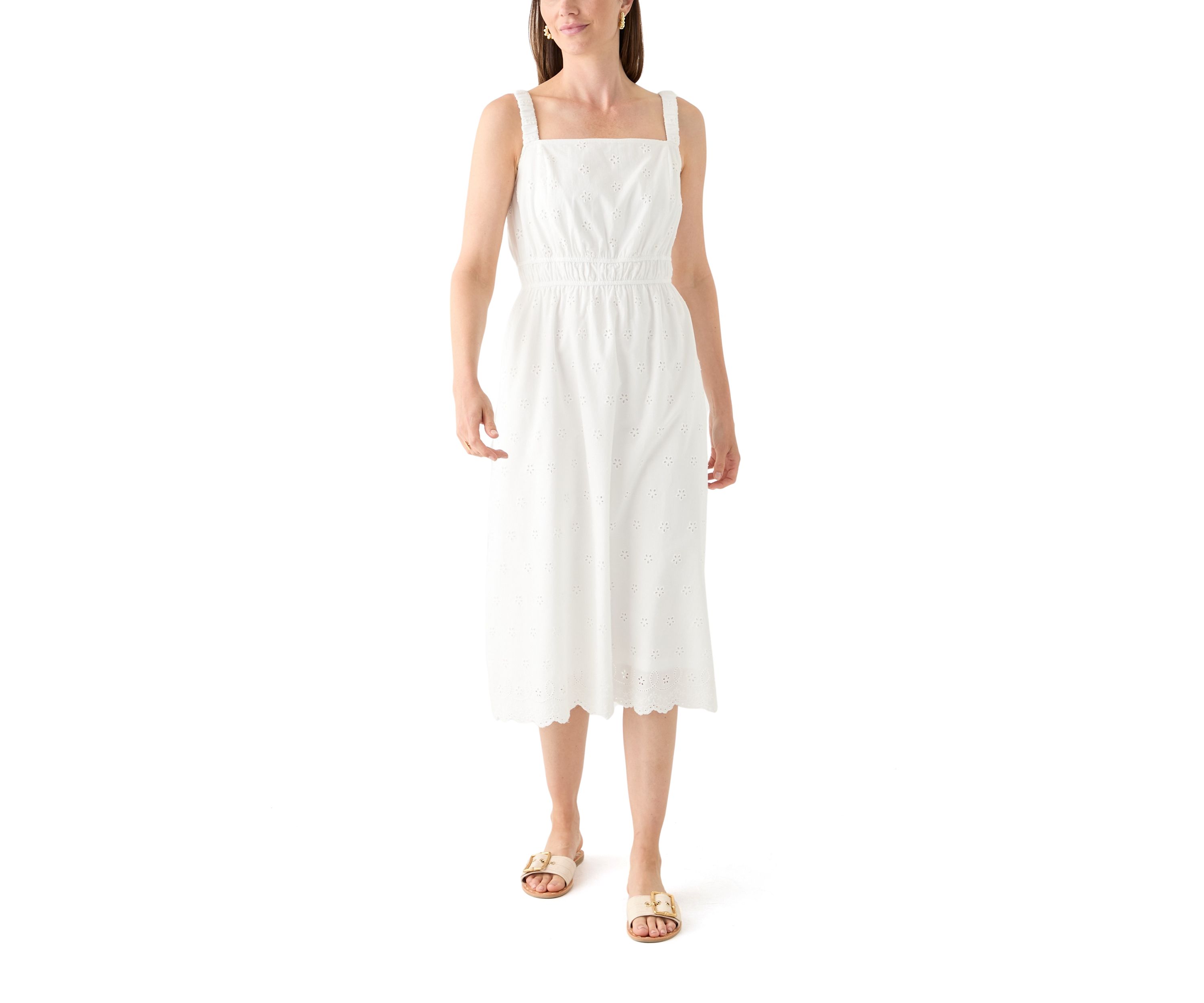 Cotton Eyelet Midi Dress