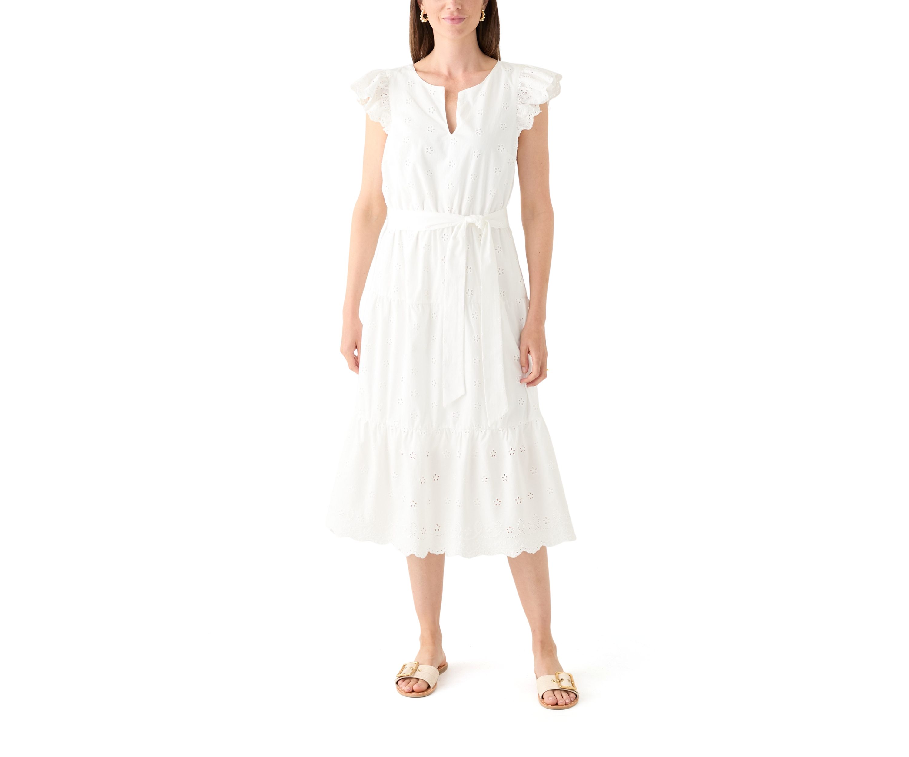 Cotton Eyelet Midi Dress