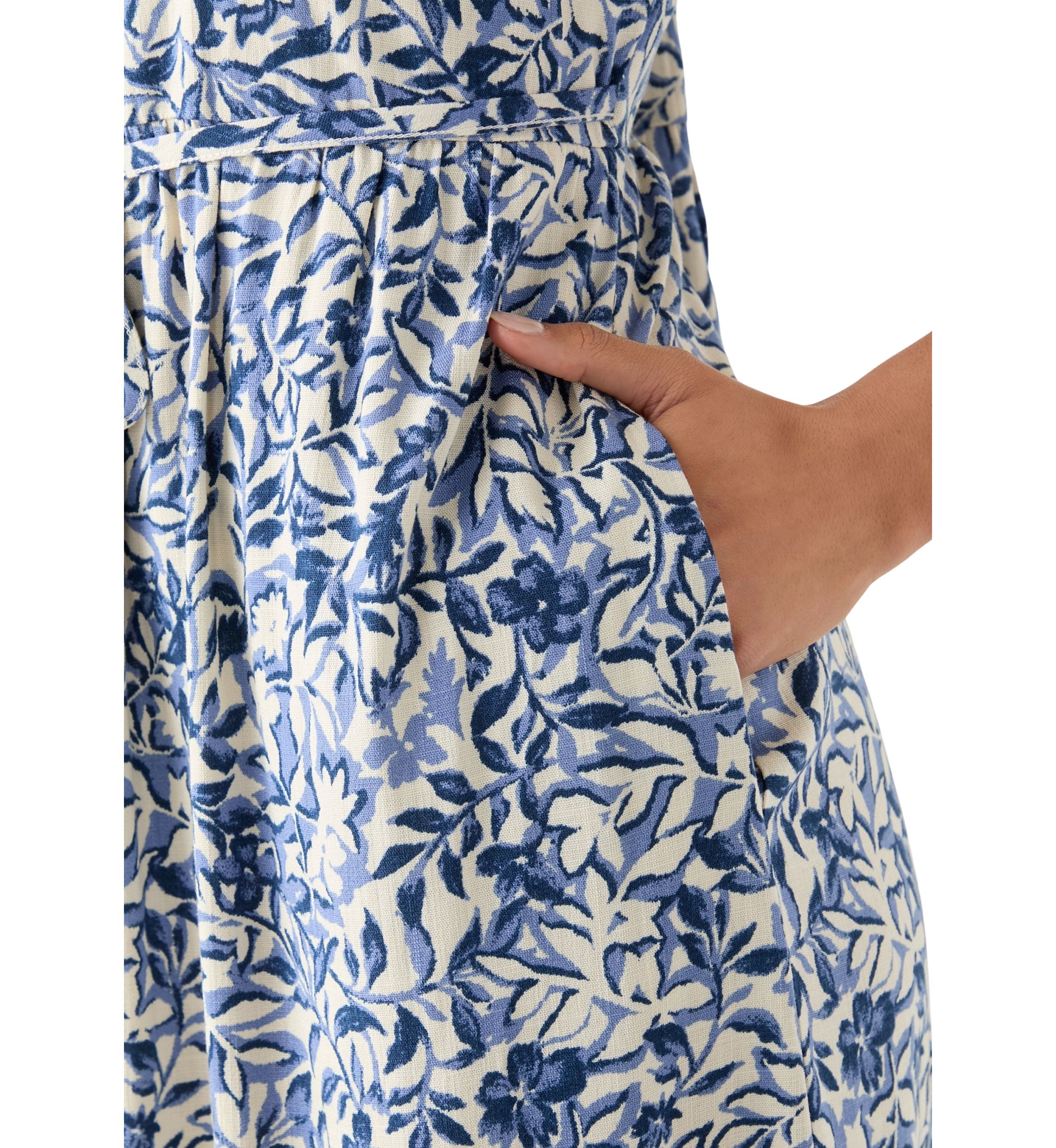 Womens Mandarin Collar Floral Midi Dress