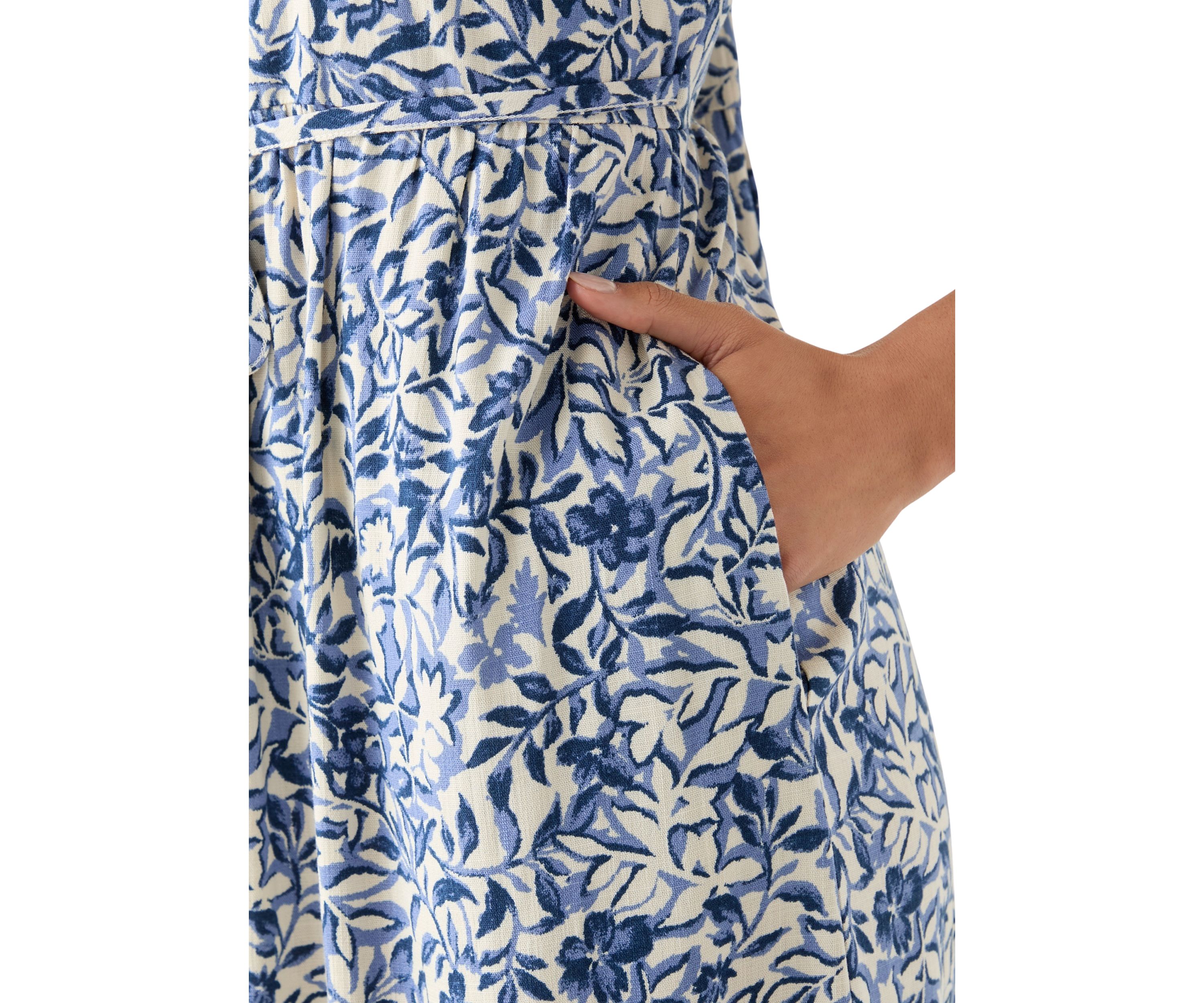 Womens Mandarin Collar Floral Midi Dress