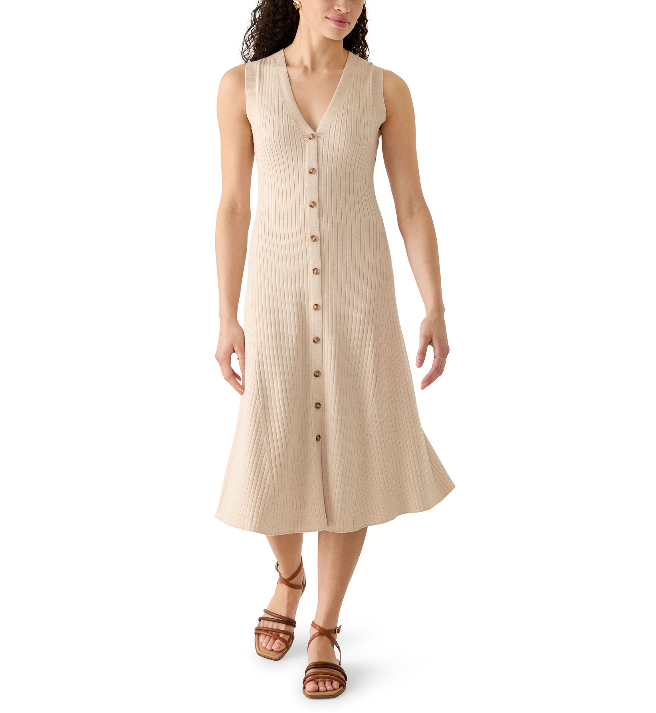 knee length dresses for ladies Pleasant Cutie Button Down Sleeveless Midi Dress – Beetsweeti main image 1