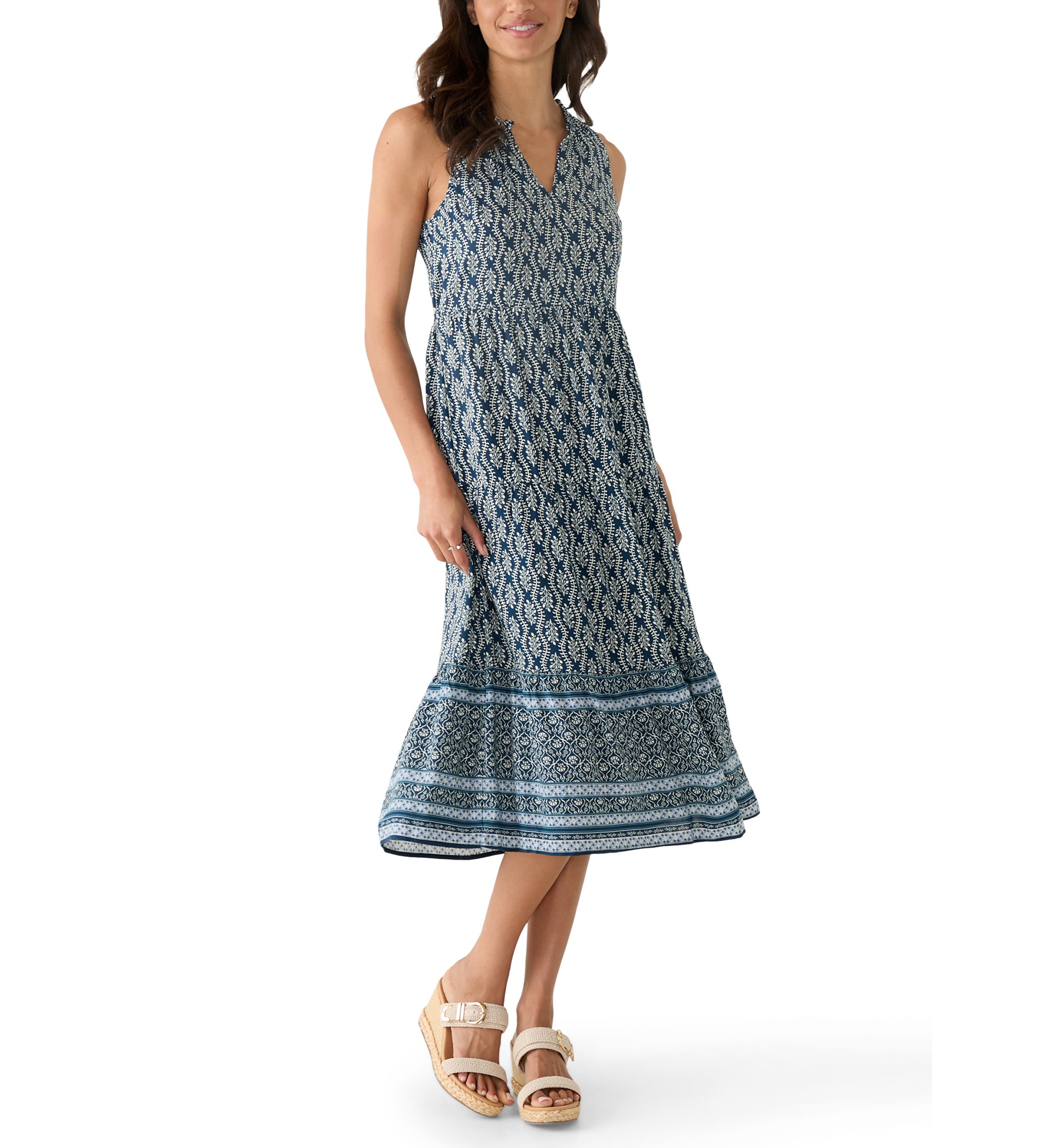 slim fit dress slacks Lucky Brand Women's Halter Neck Flounce Hem Cotton Floral Summer Maxi Dress