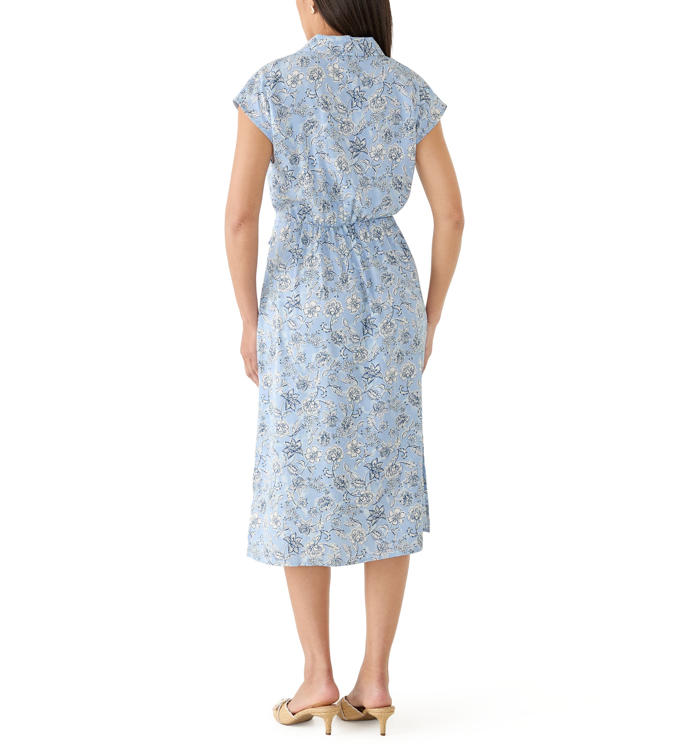 ladies brand dress Lucky Women's Tie Front Floral Midi Shirtdress GRANDAD COLLAR