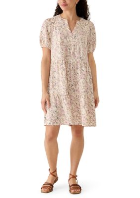 Lucky Brand Women's Puff Sleeve Babydoll Mini Dress, Sand, Small