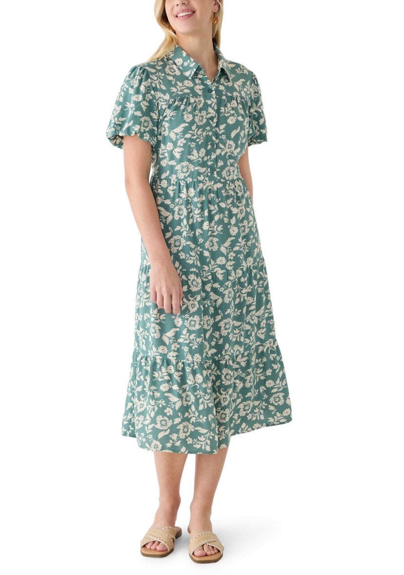 Lucky Brand Women's Puff Sleeve Tiered Midi Dress | Belk