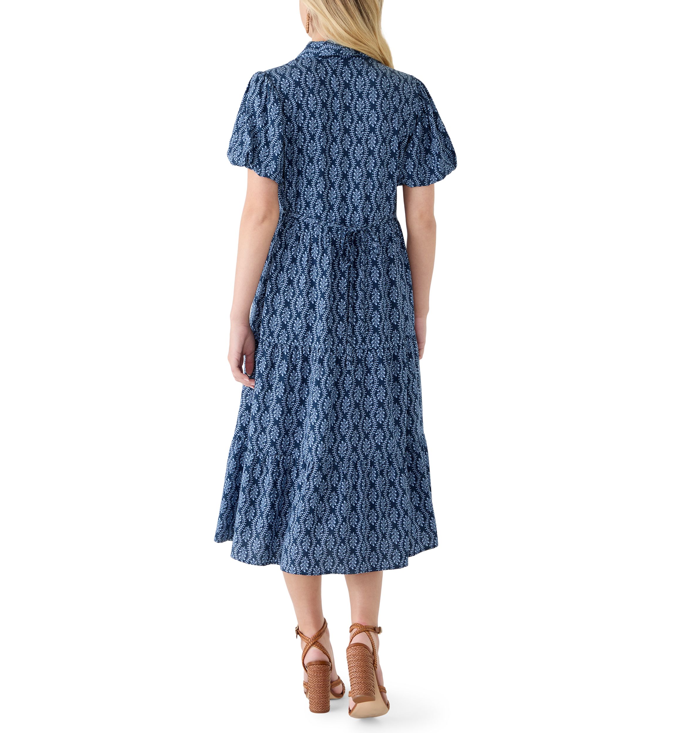 navy blue dress short sleeve Navy Crepe Fitted Column Dress With Short Ruffle Sleeves