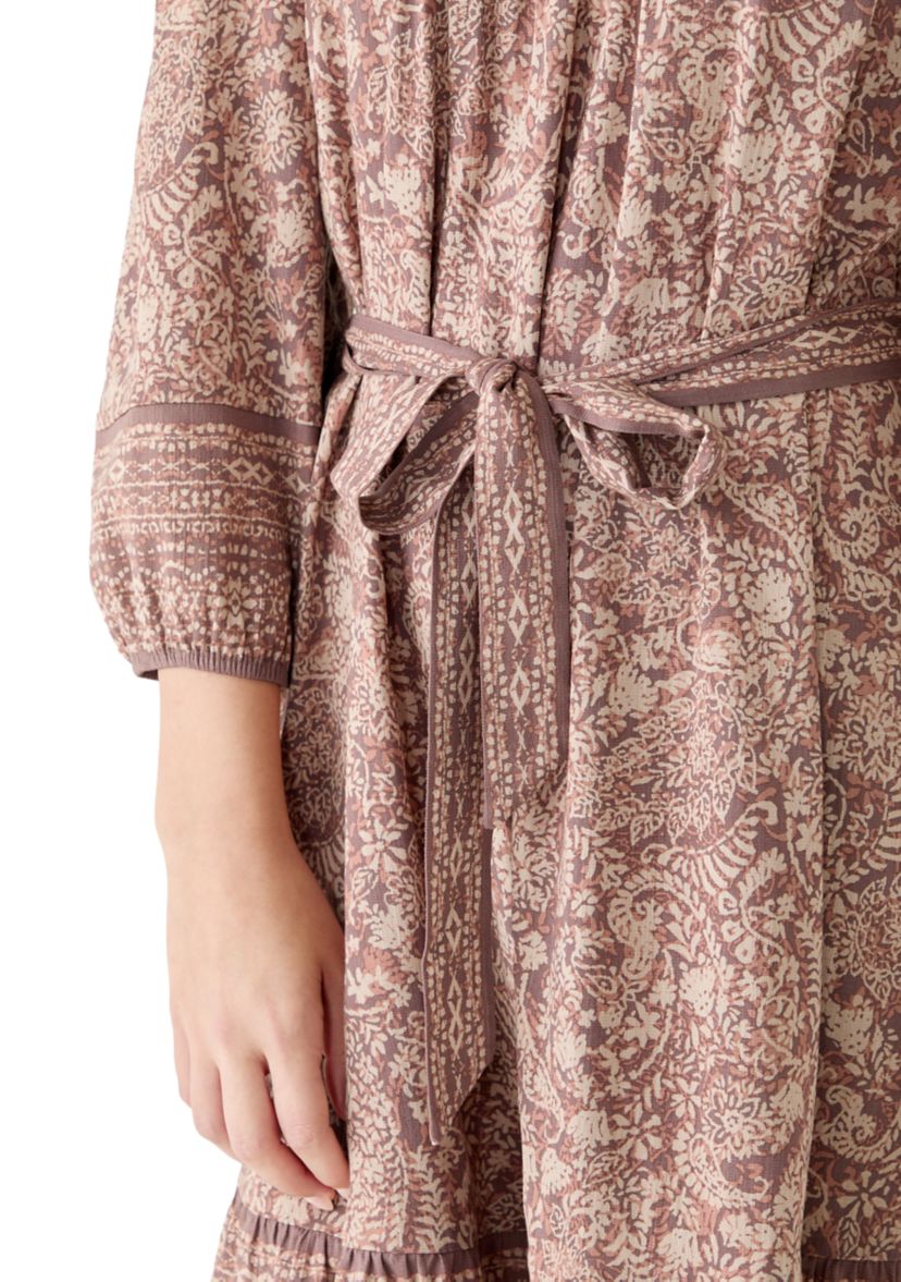 lucky brand long sleeve dress LONG SLEEVE PEASANT TIERED MAXI DRESS