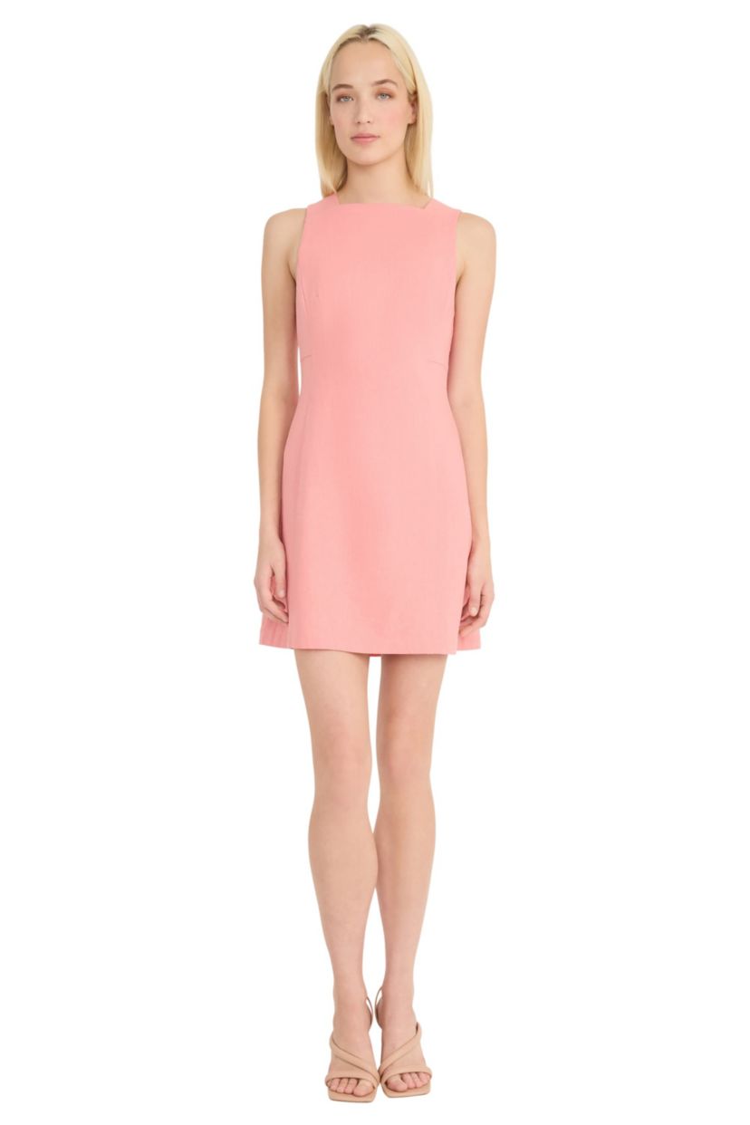 Boat Neck Linen Mini Dress