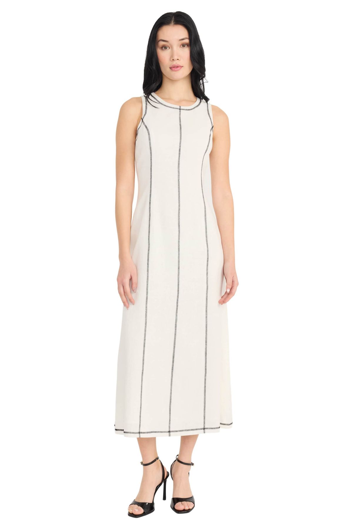 Sleeveless Maxi Sheath with Stitching Detail