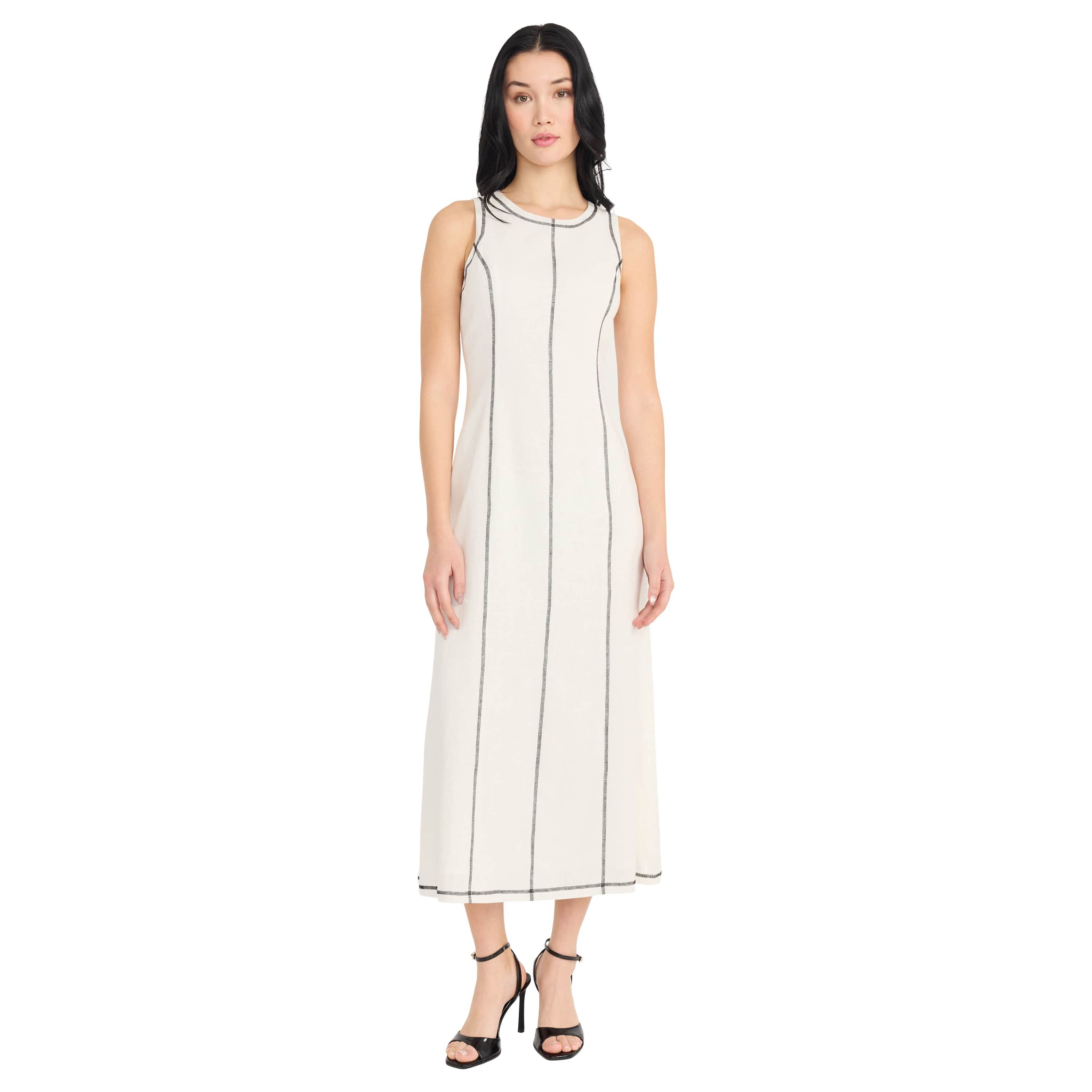 Sleeveless Maxi Sheath with Stitching Detail
