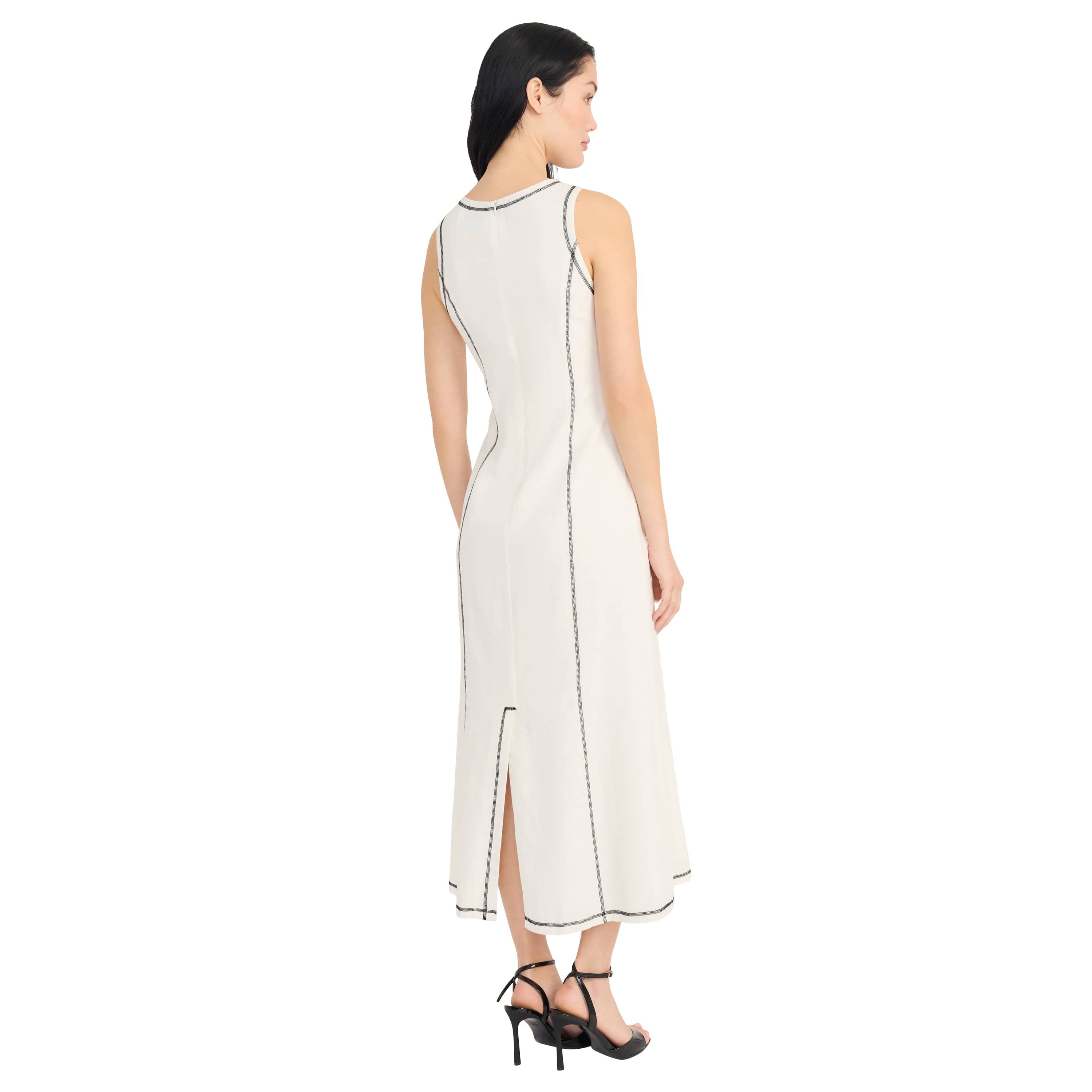 Sleeveless Maxi Sheath with Stitching Detail