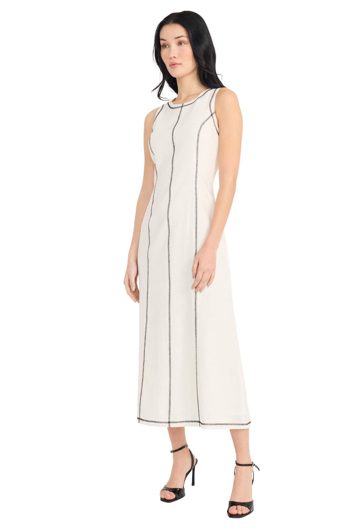 Sleeveless Maxi Sheath with Stitching Detail