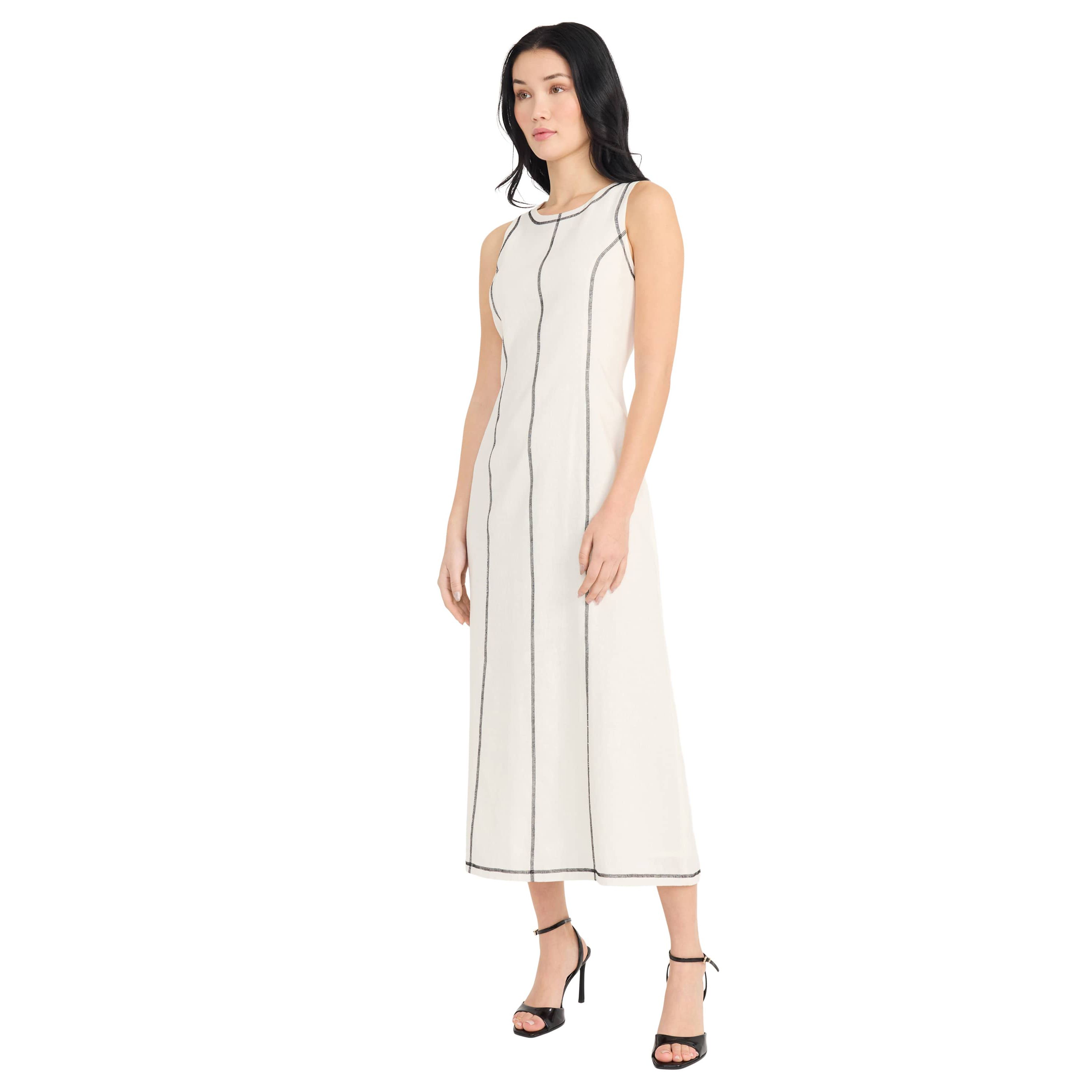Sleeveless Maxi Sheath with Stitching Detail